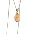 Oval Opal Charm Necklace — Silver