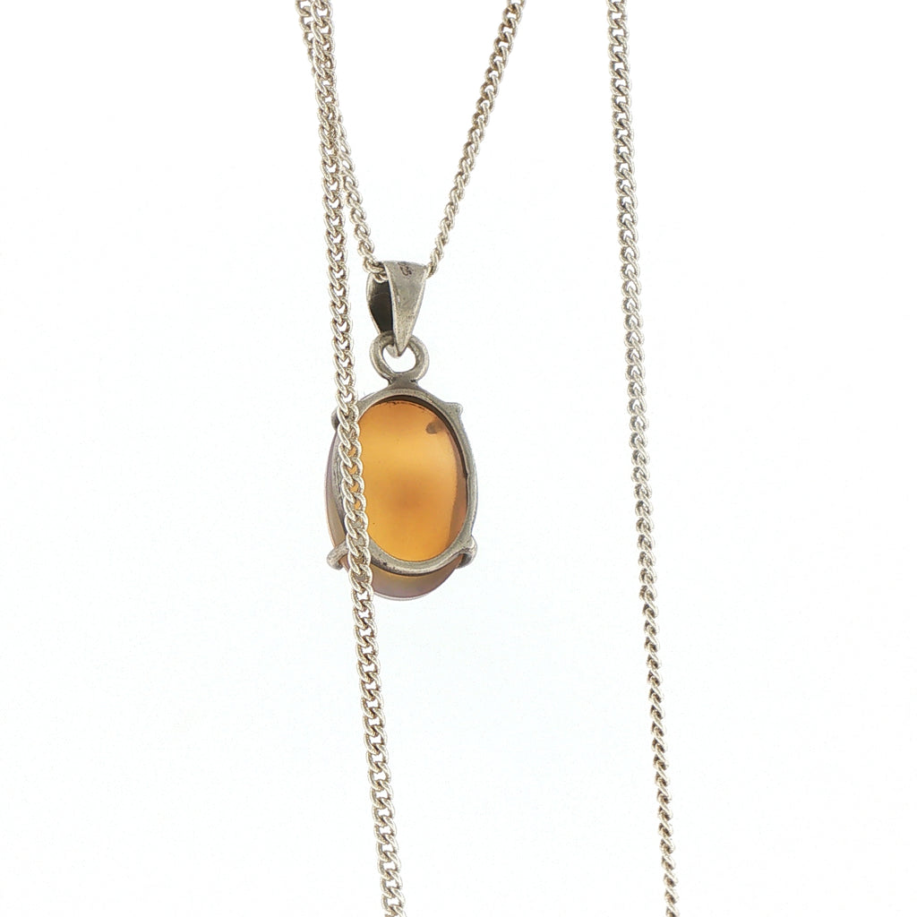 Oval Opal Charm Necklace — Silver