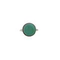 Green Chalcedony Bezel Set Solitaire Ring in Silver