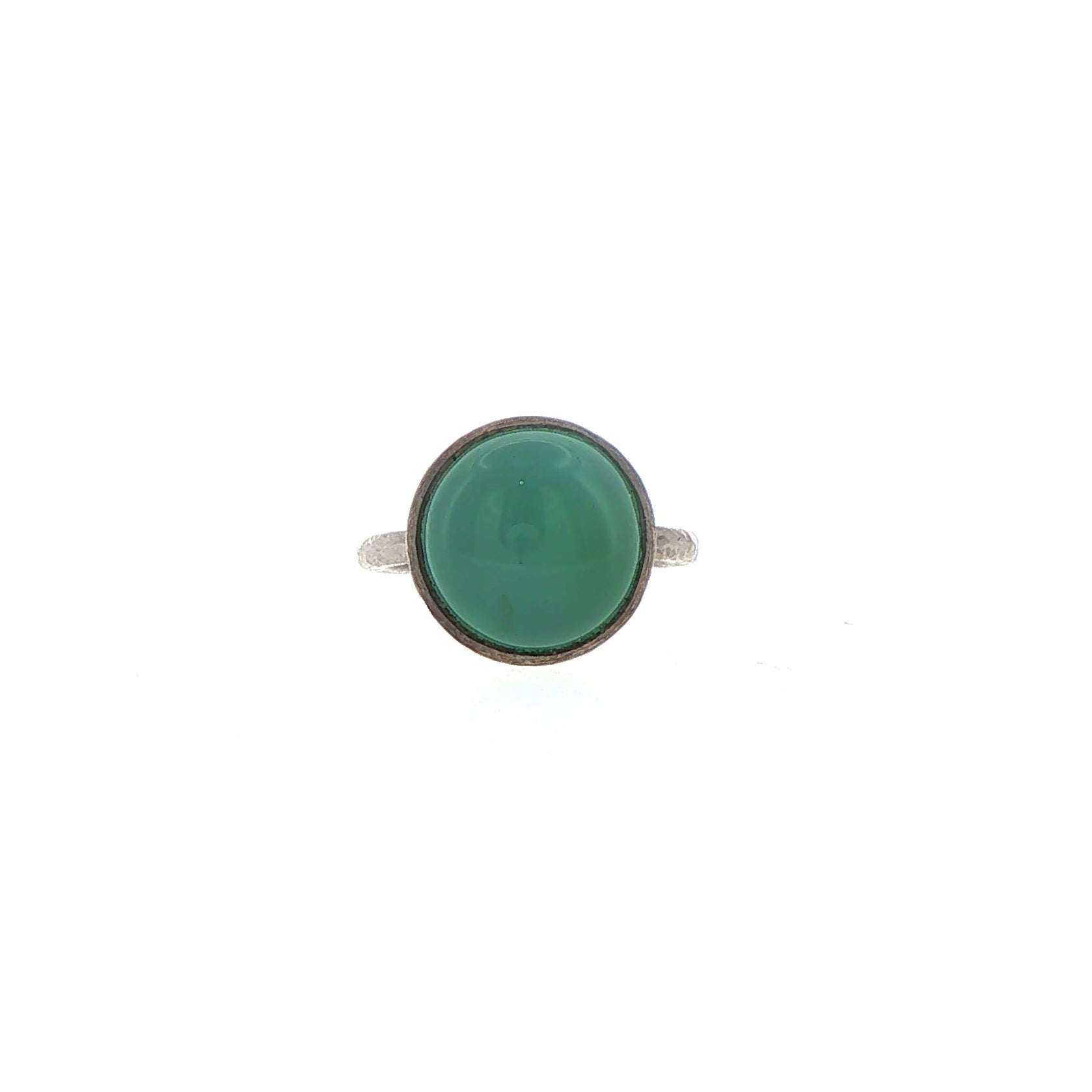 Green Chalcedony Bezel Set Solitaire Ring in Silver