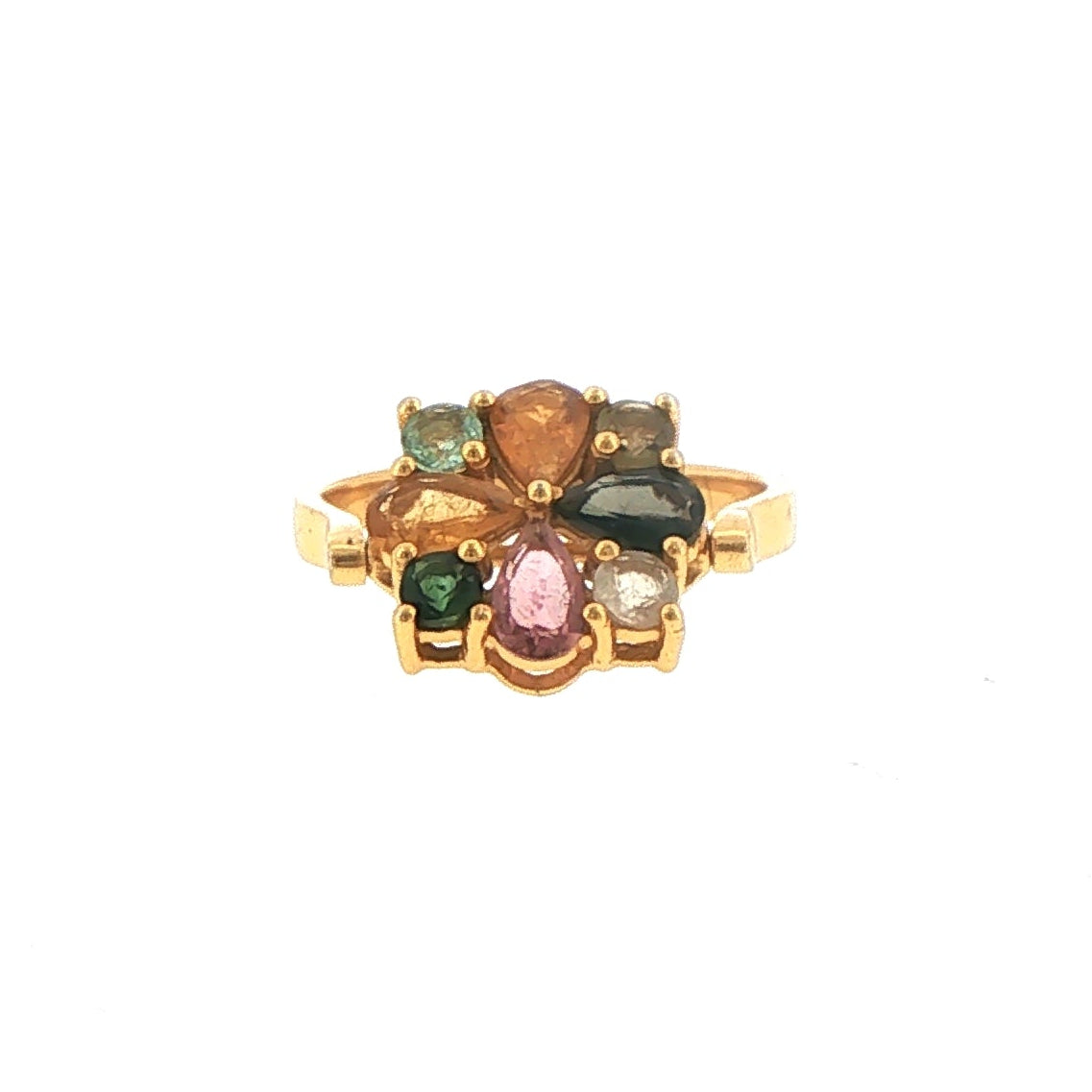Multi-Color Tourmaline Cluster Ring in Gold plated Silver