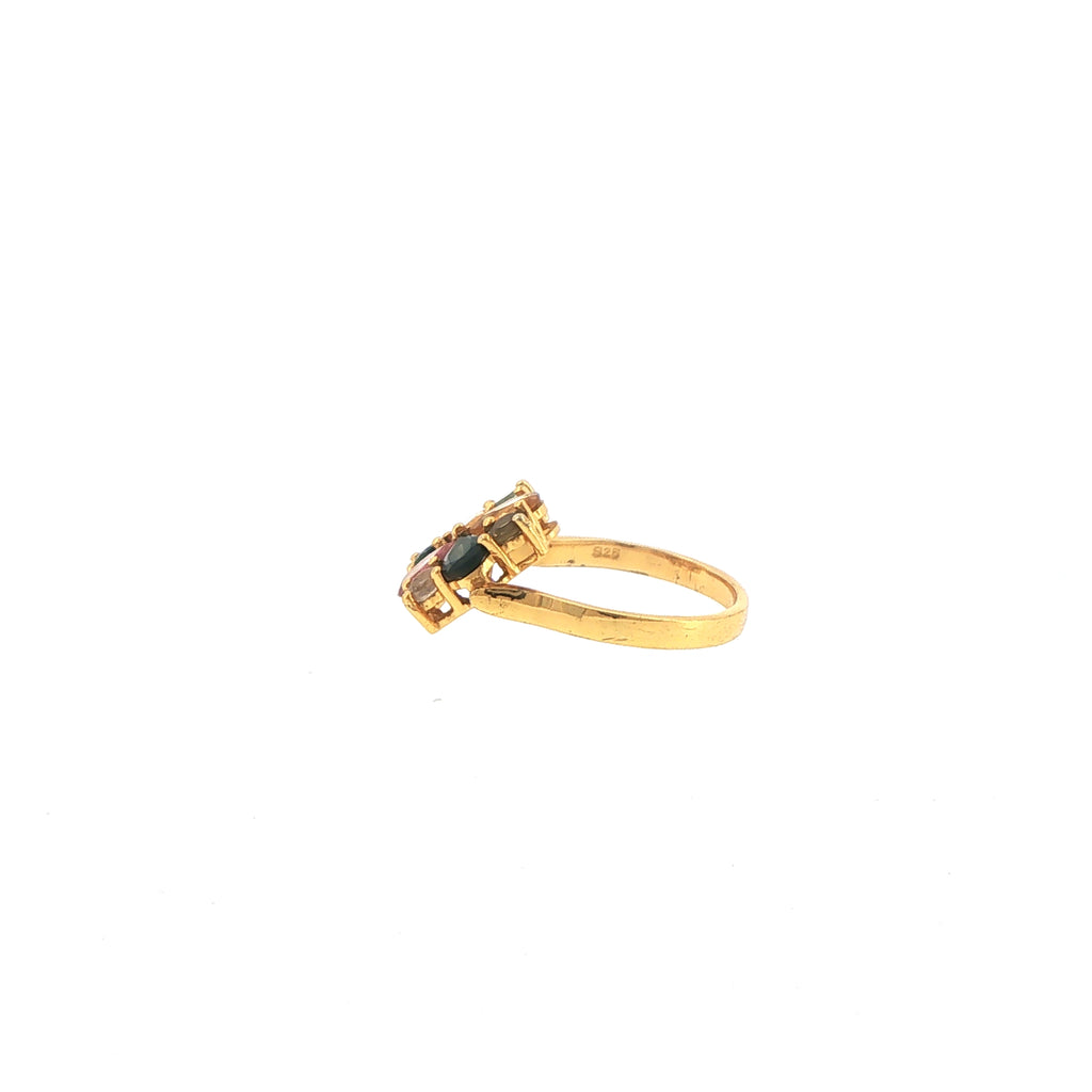 Multi-Color Tourmaline Cluster Ring in Gold plated Silver