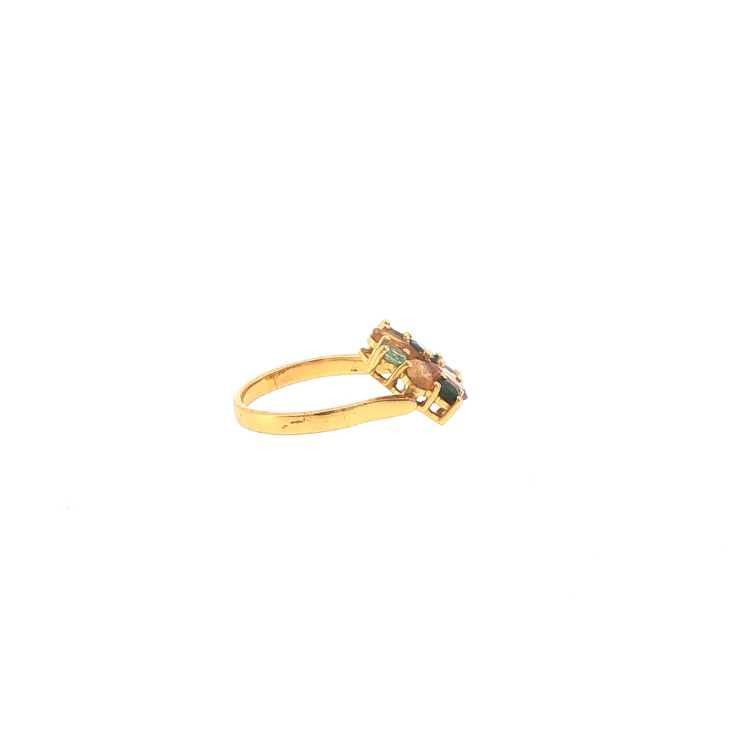 Multi-Color Tourmaline Cluster Ring in Gold plated Silver