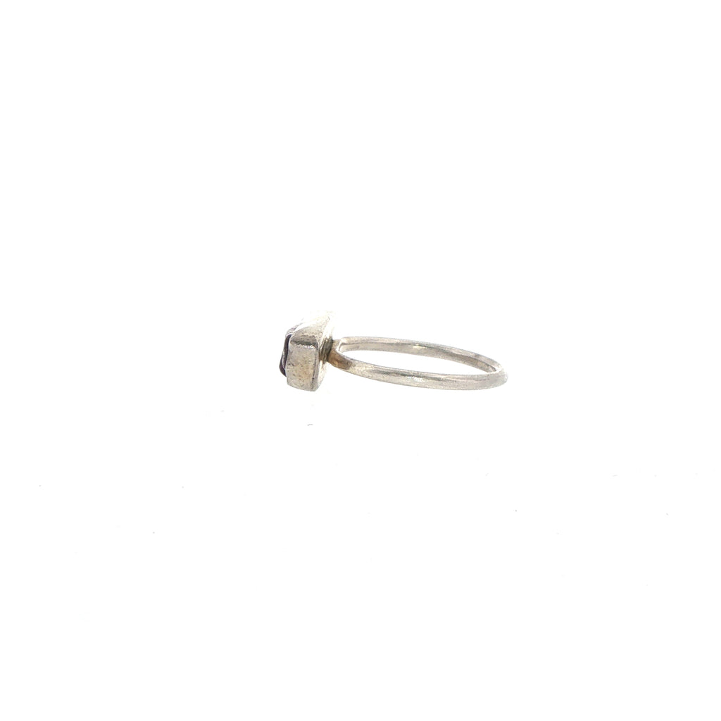 Horizontal Raw Tourmaline Solitaire Ring — Silver