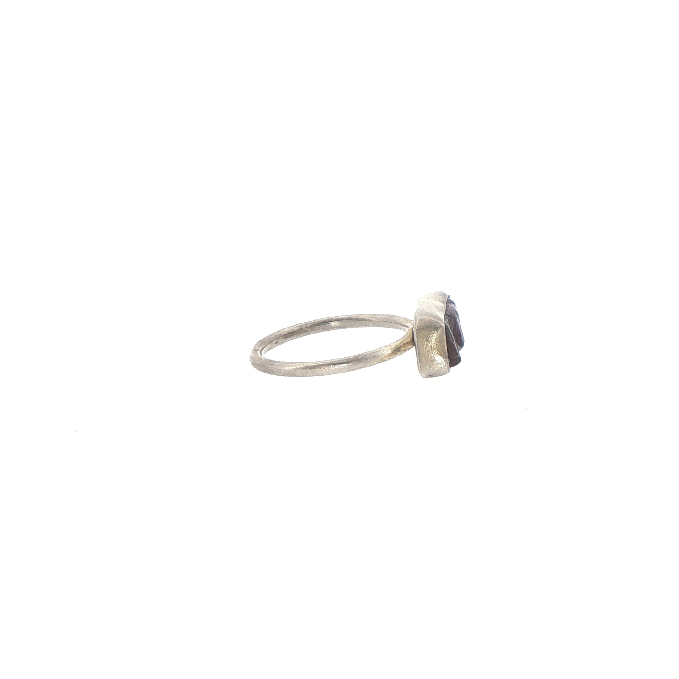 Horizontal Raw Tourmaline Solitaire Ring — Silver