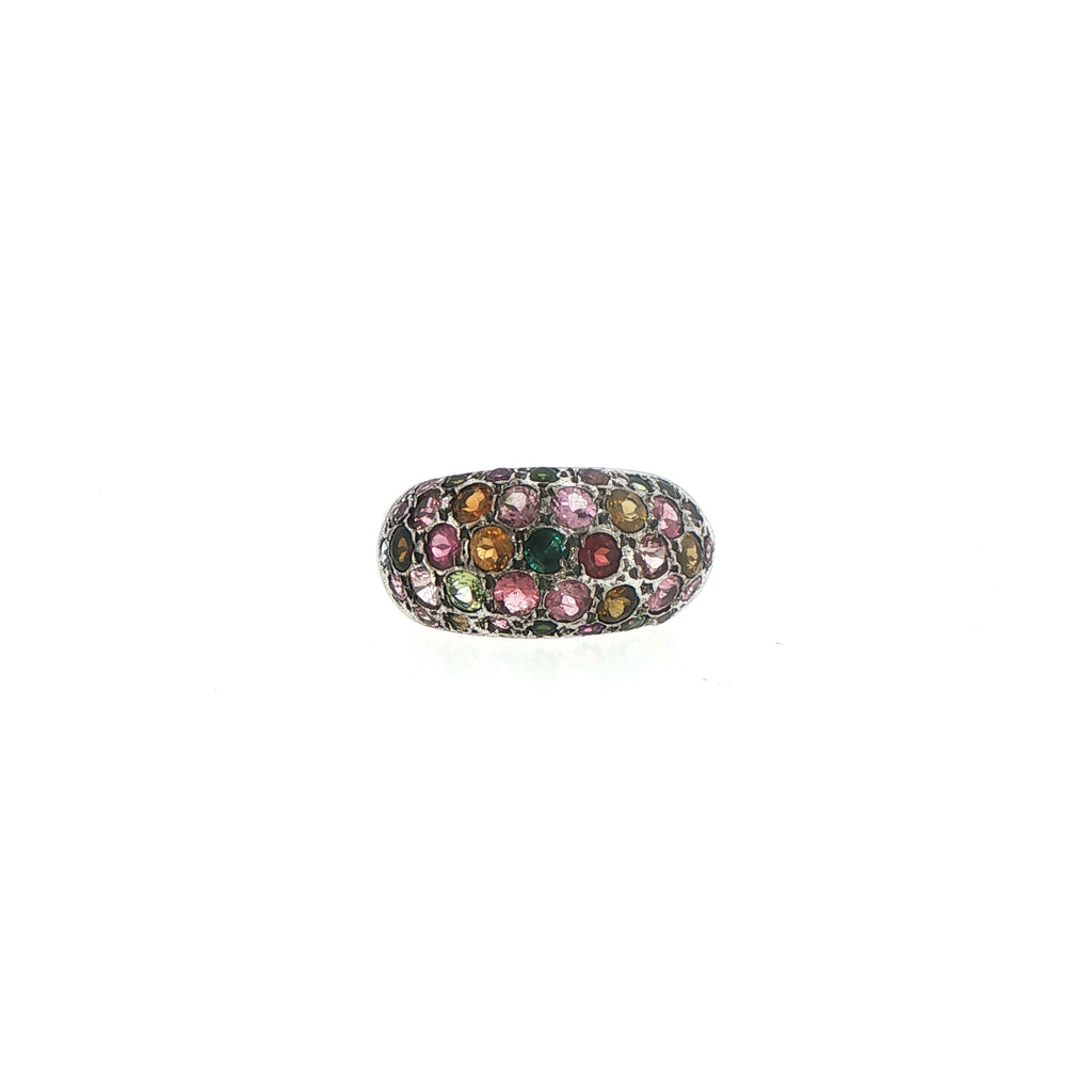 Multi-Color Tourmaline Dome Ring in Silver