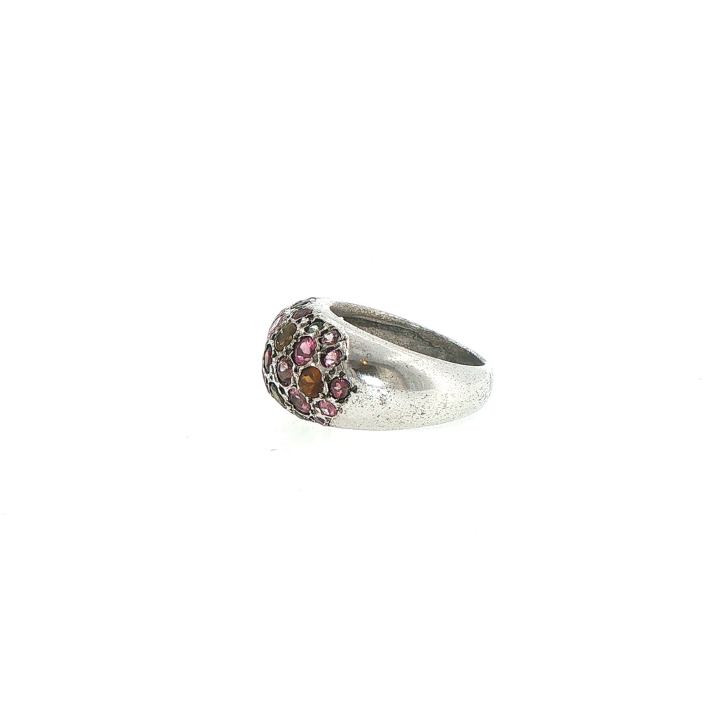 Multi-Color Tourmaline Dome Ring in Silver