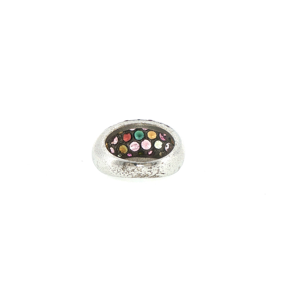Multi-Color Tourmaline Dome Ring in Silver