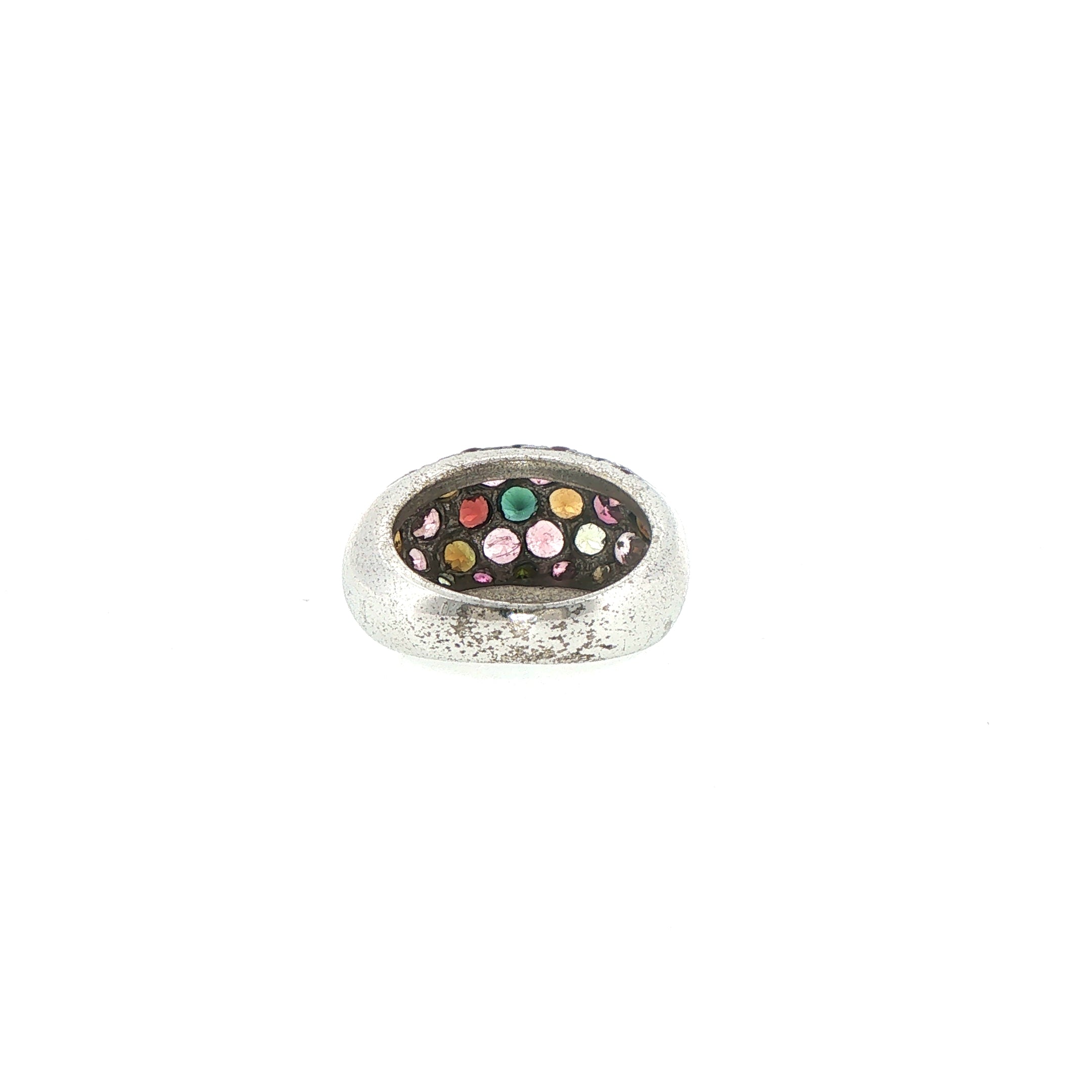 Multi-Color Tourmaline Dome Ring in Silver