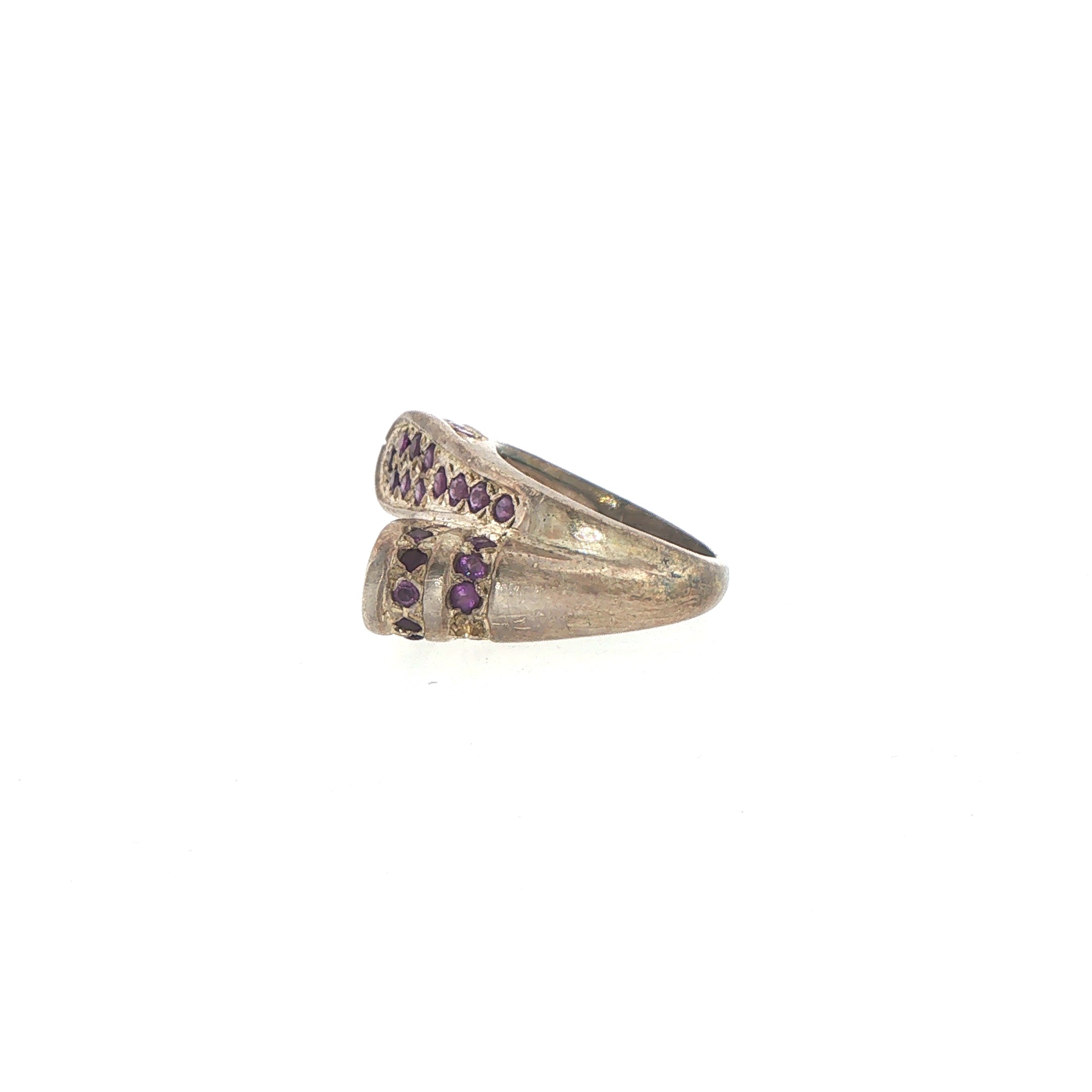 Silver Amethyst Cluster Bypass Cocktail Ring