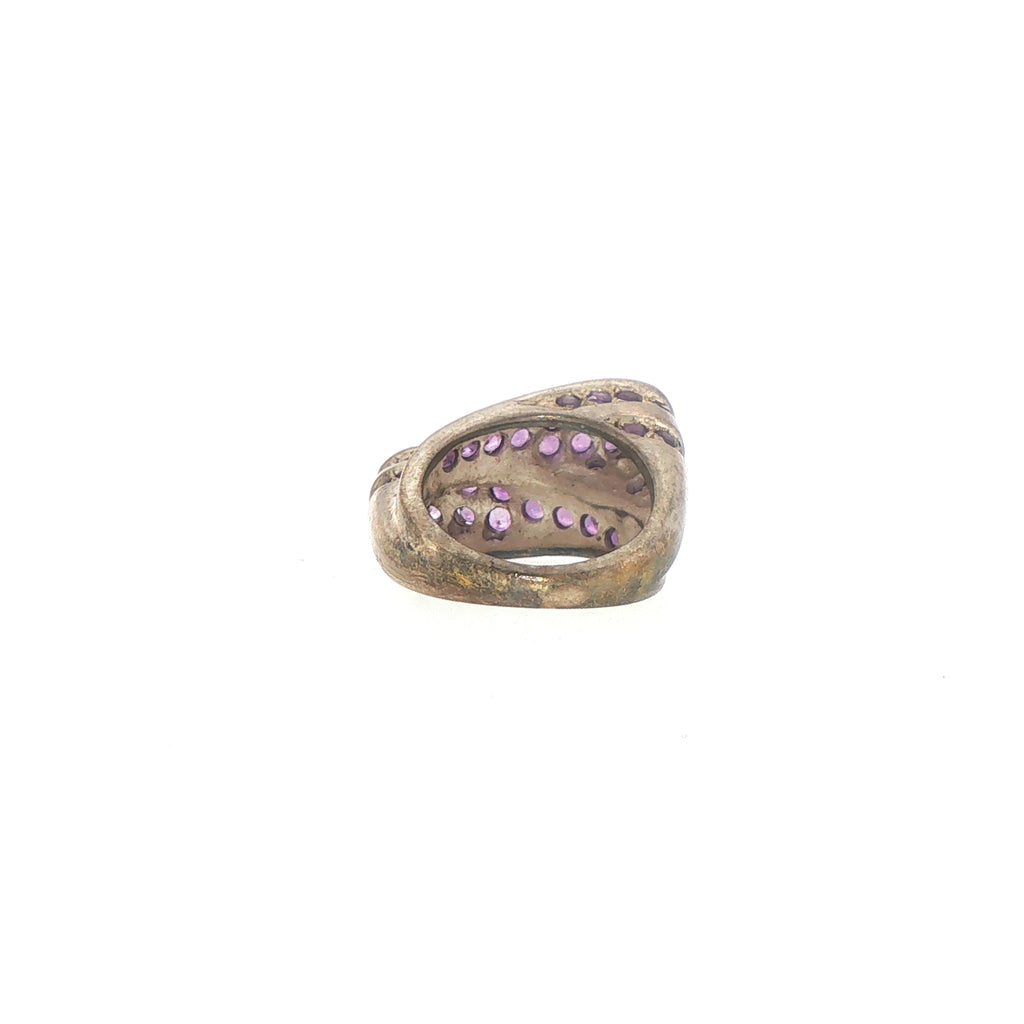 Silver Amethyst Cluster Bypass Cocktail Ring