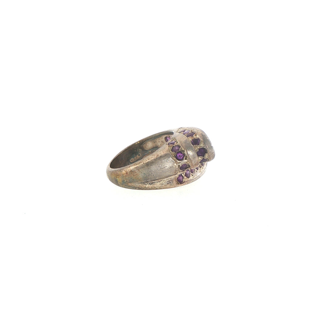 Silver Amethyst Cluster Bypass Cocktail Ring