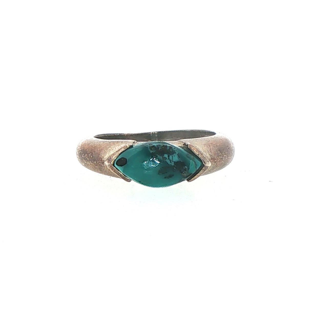 Marquise Turquoise Solitaire Ring in Textured Silver
