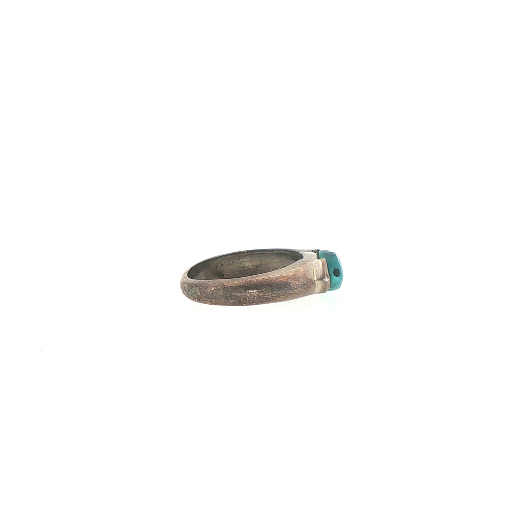 Marquise Turquoise Solitaire Ring in Textured Silver