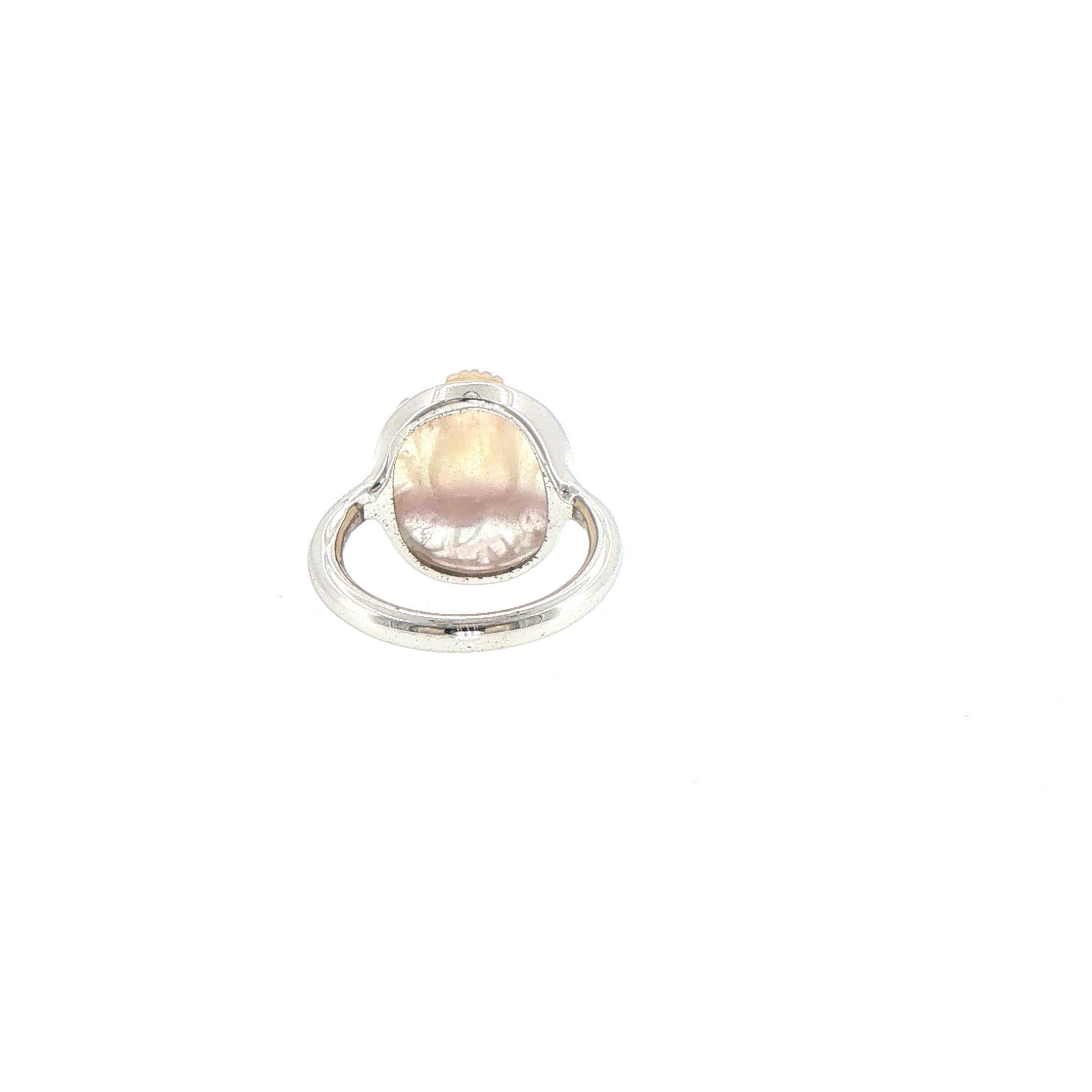 Silver Bezel-Set Round Ganesha Fluorite Solitaire Ring