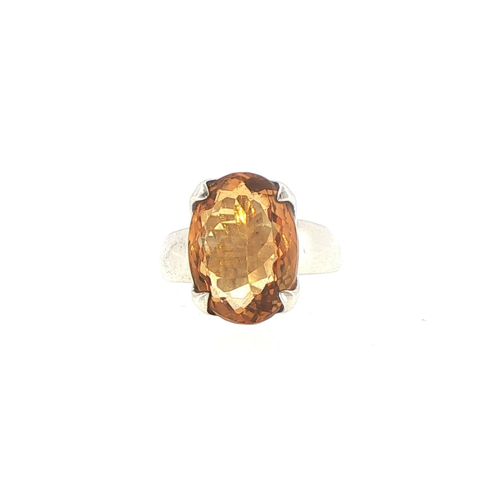 Oval Citrine Solitaire Ring in Silver