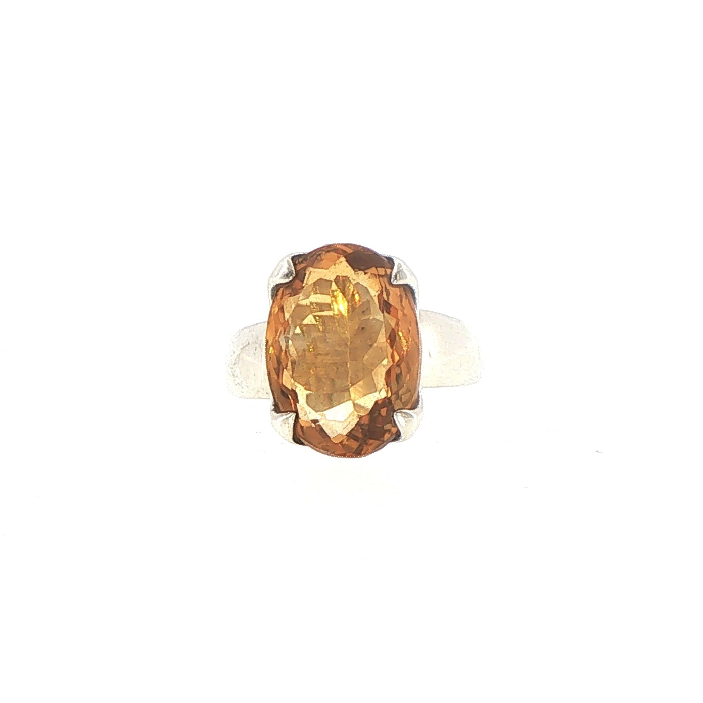 Oval Citrine Solitaire Ring in Silver