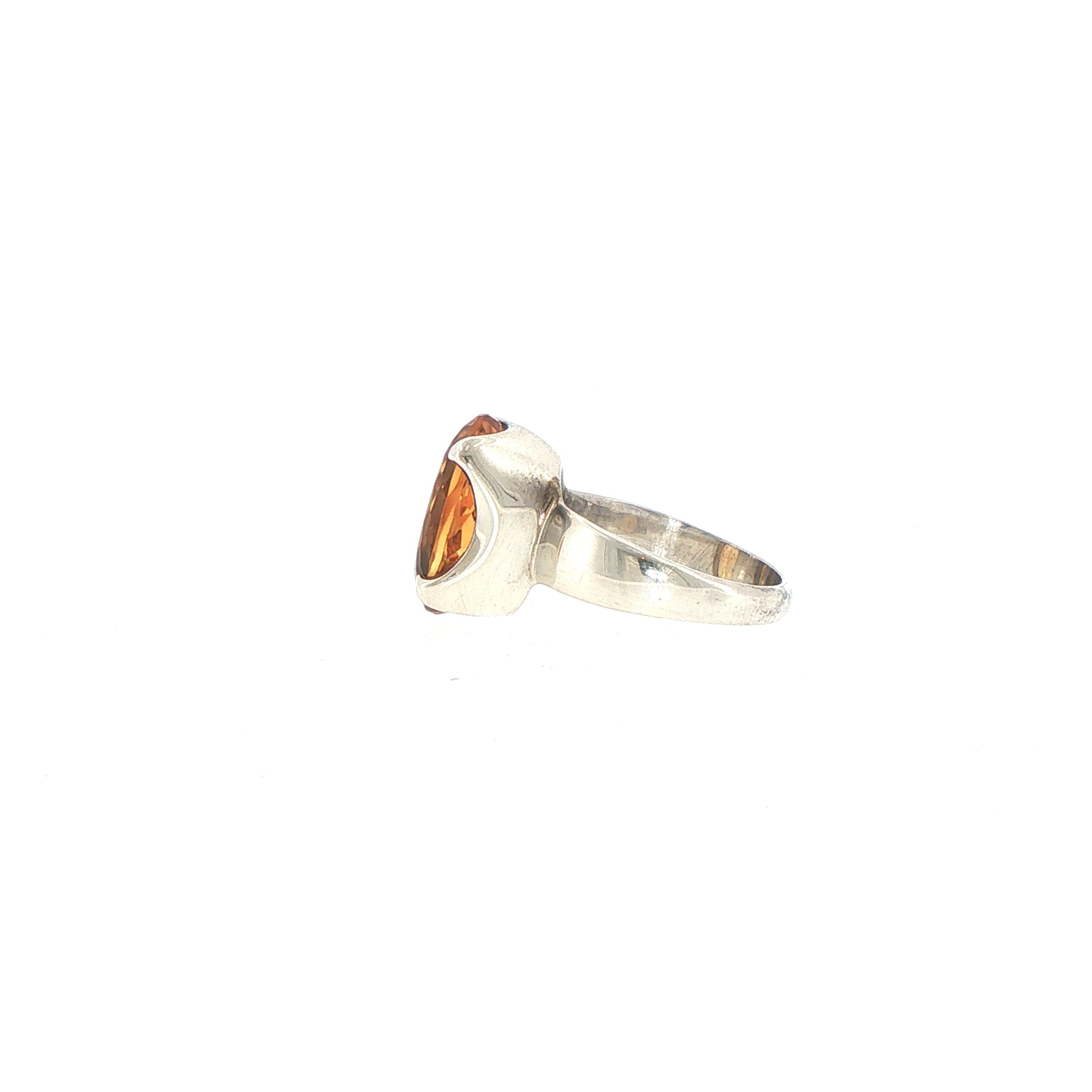 Oval Citrine Solitaire Ring in Silver