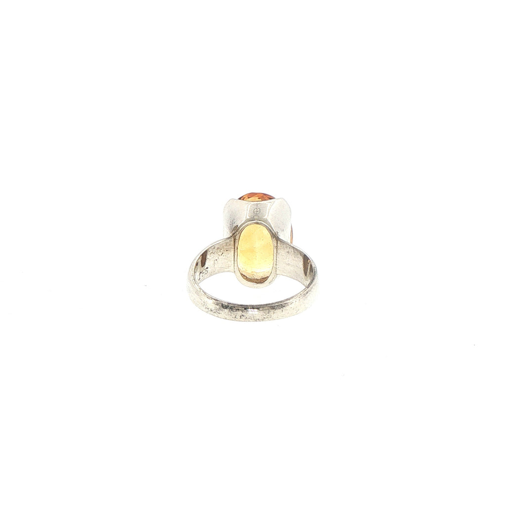 Oval Citrine Solitaire Ring in Silver