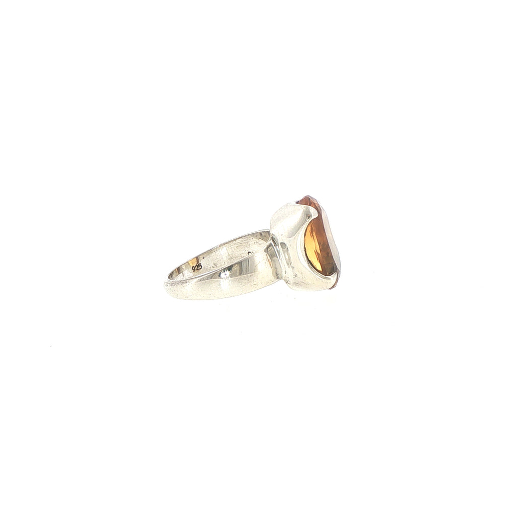 Oval Citrine Solitaire Ring in Silver
