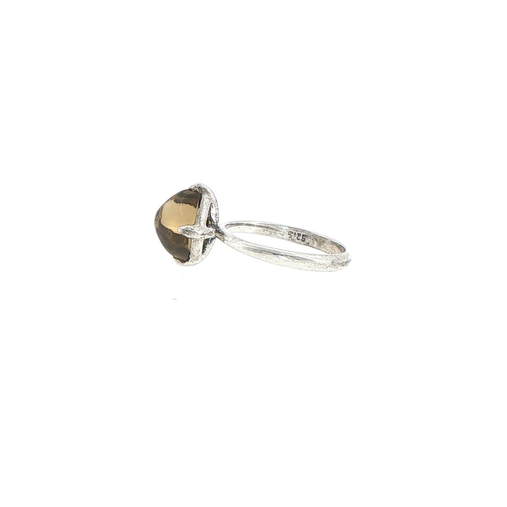 Silver Solitaire Ring with Lemon Quartz