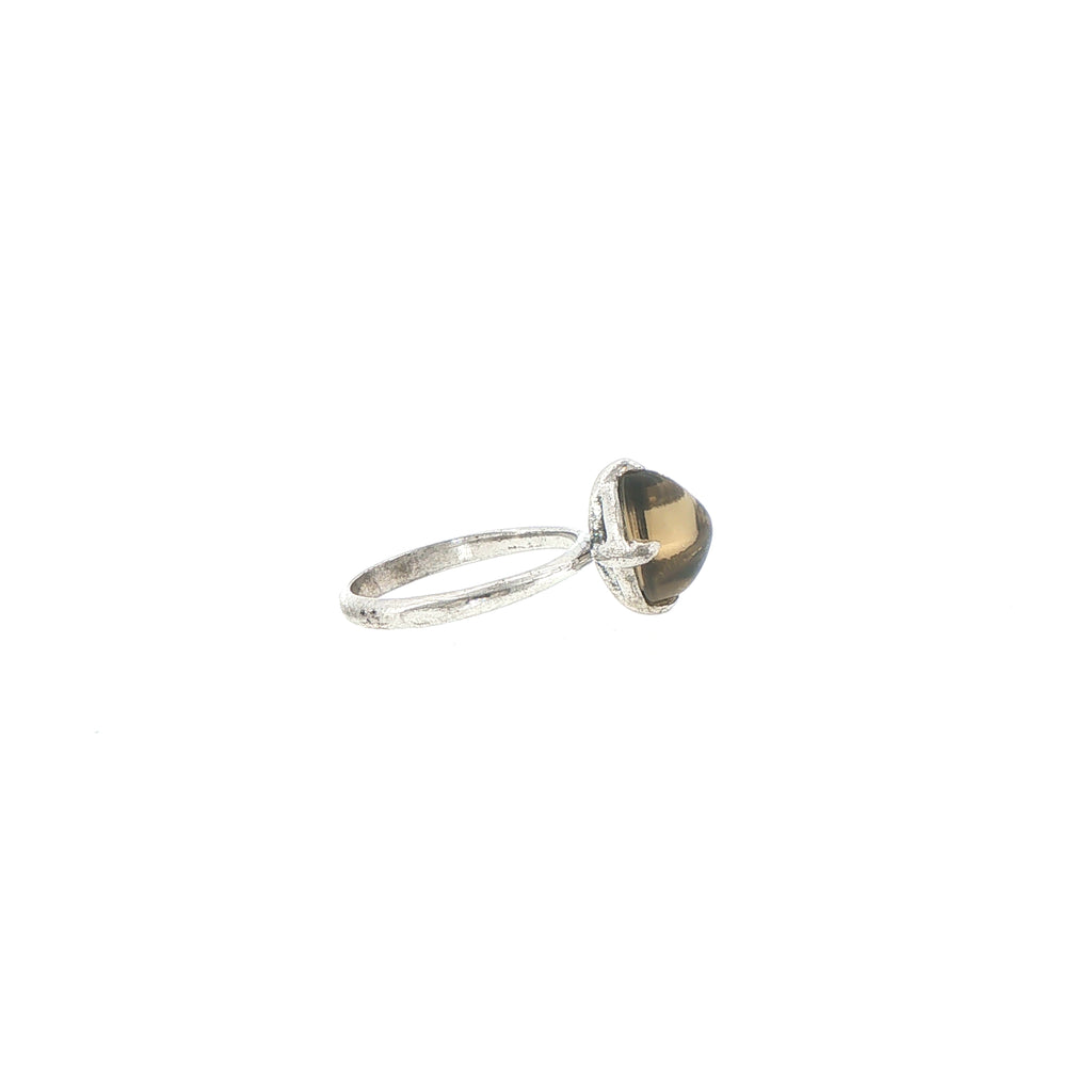 Silver Solitaire Ring with Lemon Quartz