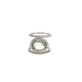 Sterling Silver Oval Quartz Double Band Halo Cocktail Ring