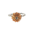 Silver Twisted Band Floral Cocktail Ring with Citrine Center