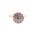 Carved Amethyst Flower Cocktail Ring in Silver
