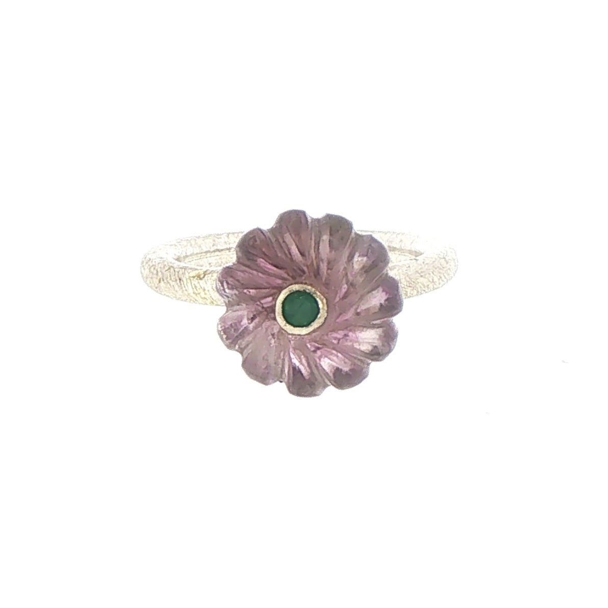 Carved Amethyst Flower Cocktail Ring in Silver