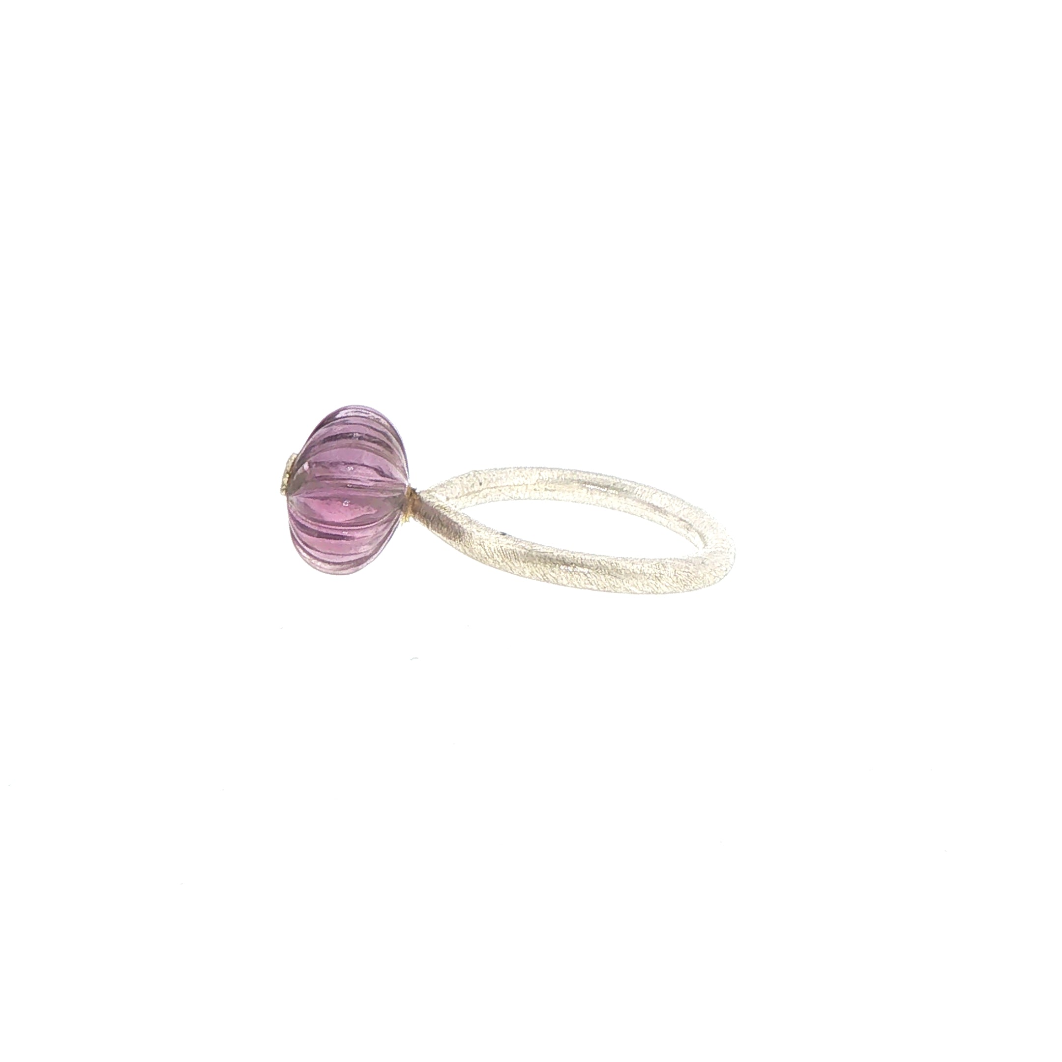 Carved Amethyst Flower Cocktail Ring in Silver
