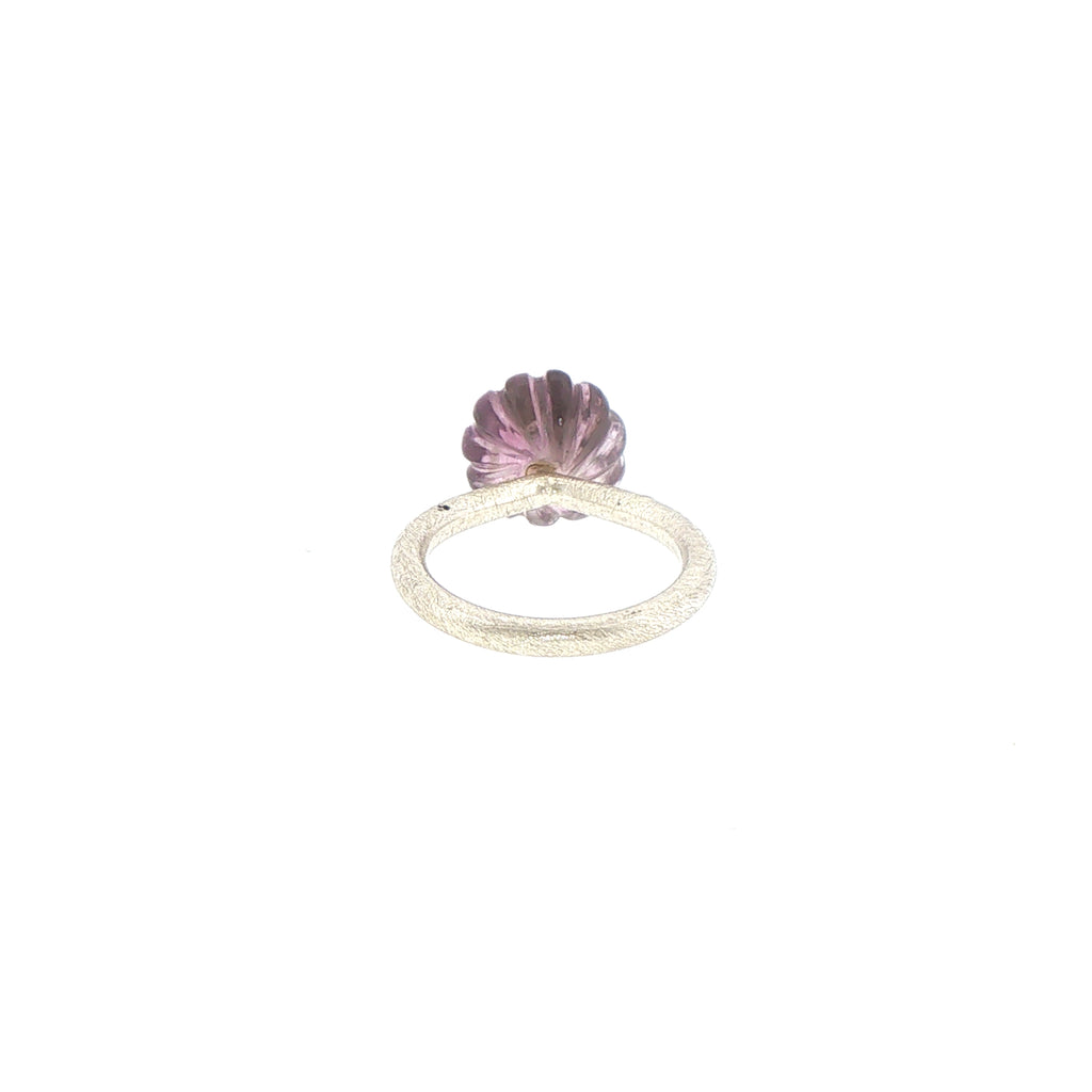 Carved Amethyst Flower Cocktail Ring in Silver