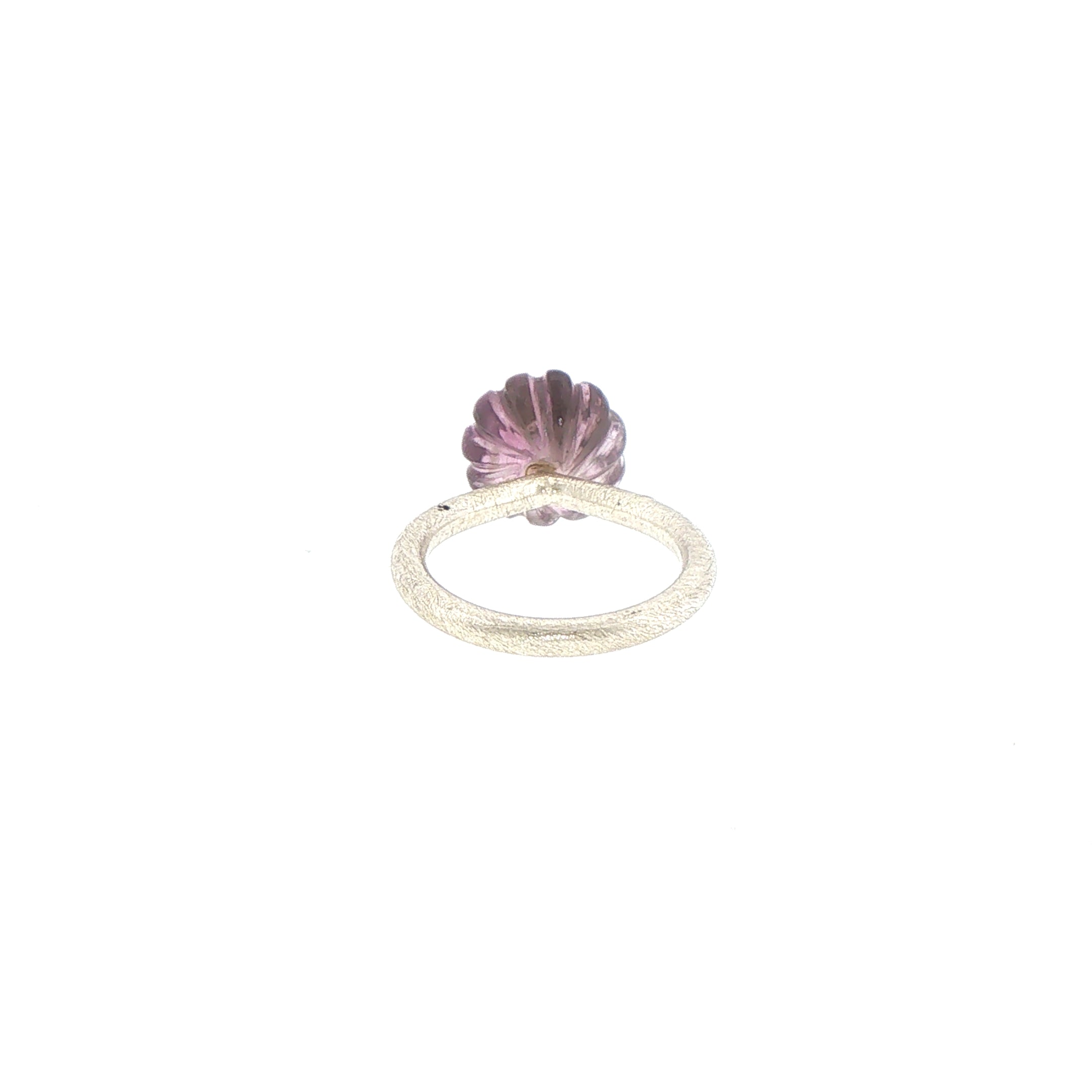 Carved Amethyst Flower Cocktail Ring in Silver