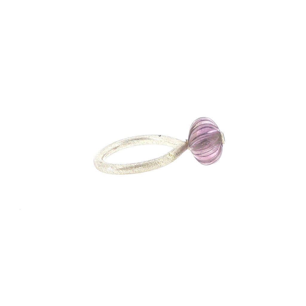 Carved Amethyst Flower Cocktail Ring in Silver