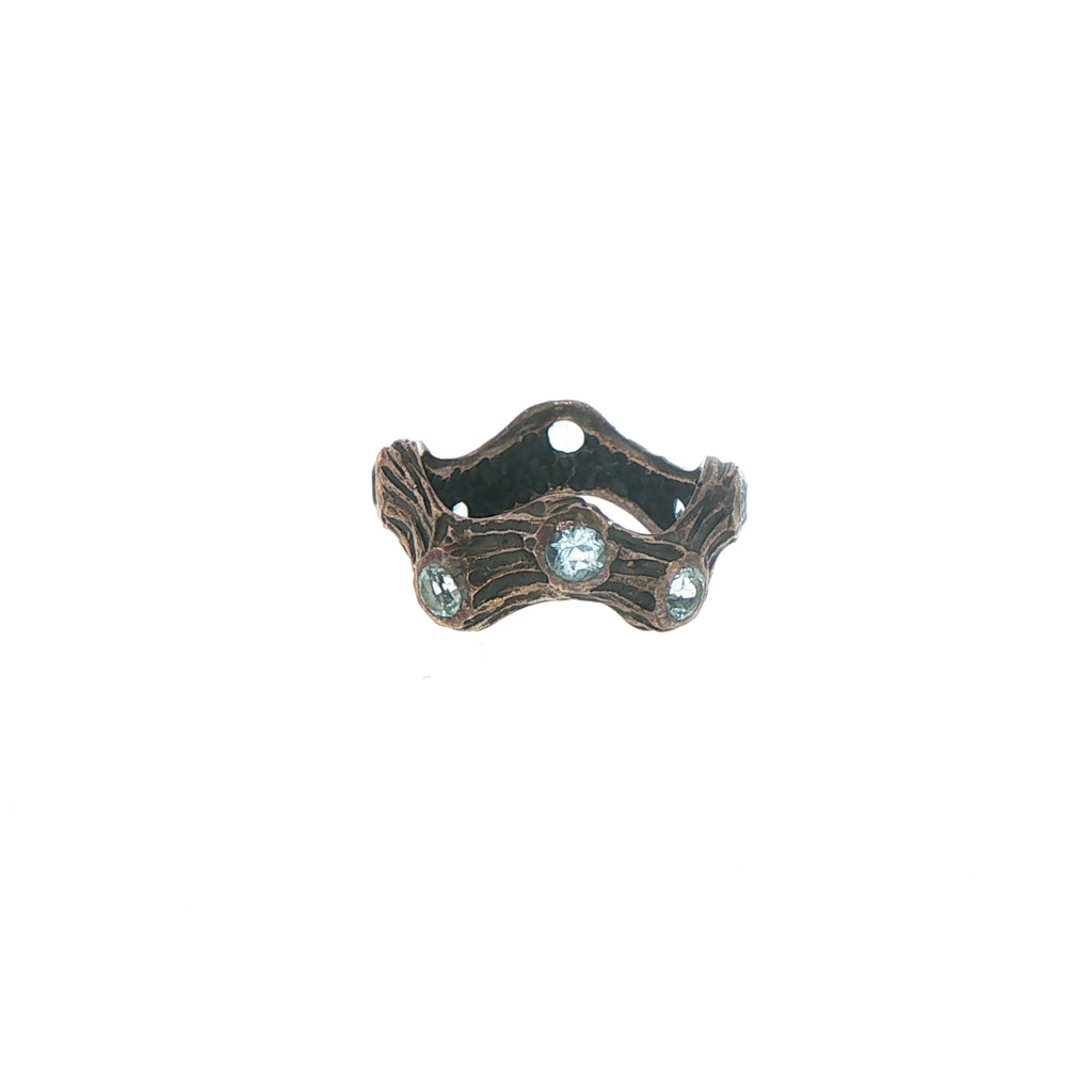 Organic Textured Blue Topaz Band Ring in Silver
