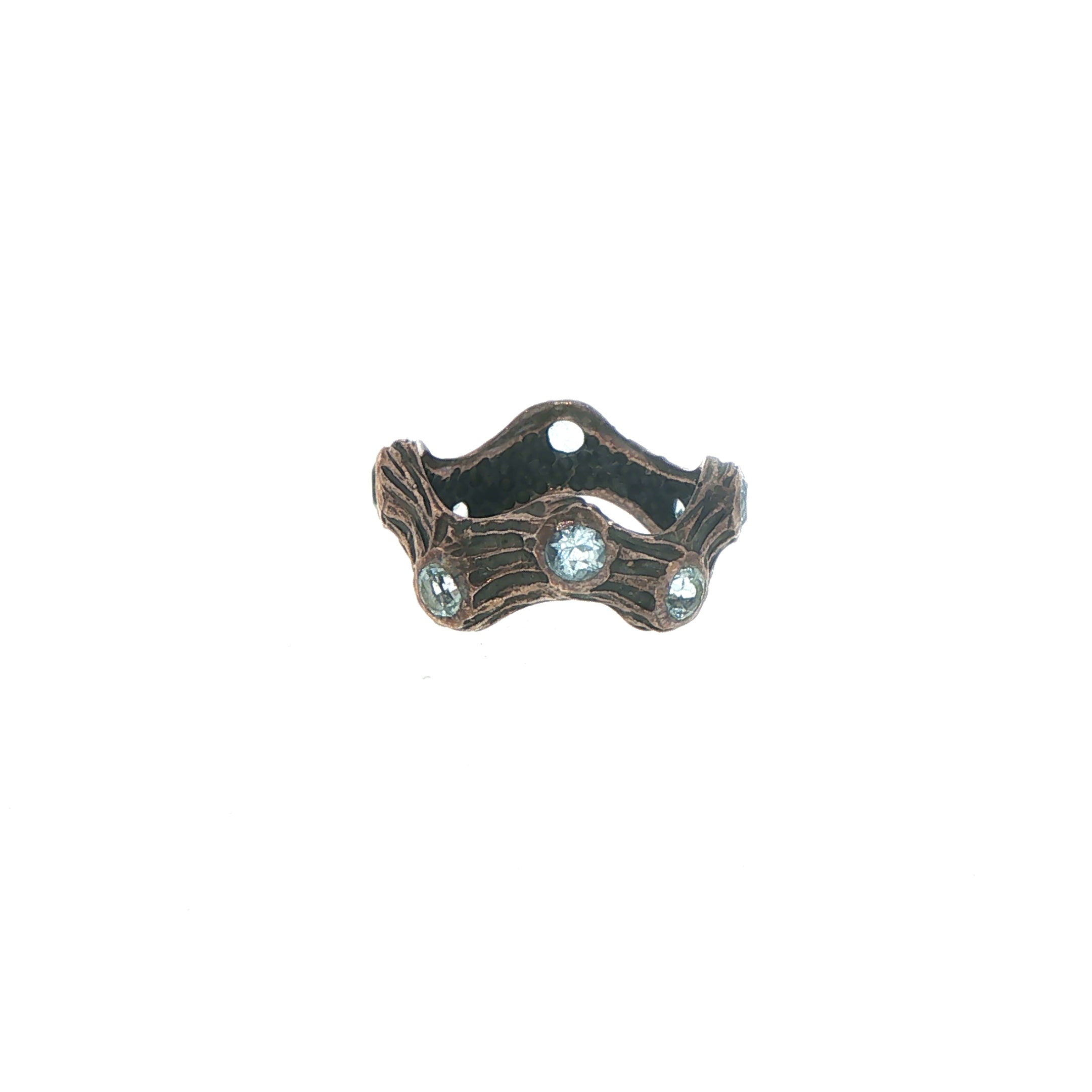 Organic Textured Blue Topaz Band Ring in Silver