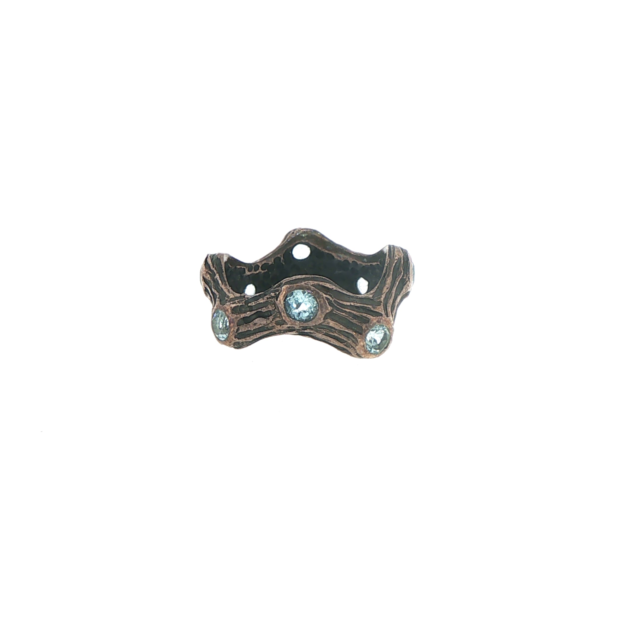 Organic Textured Blue Topaz Band Ring in Silver