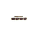 Silver Horizontal Bar Ring with Oval Garnets