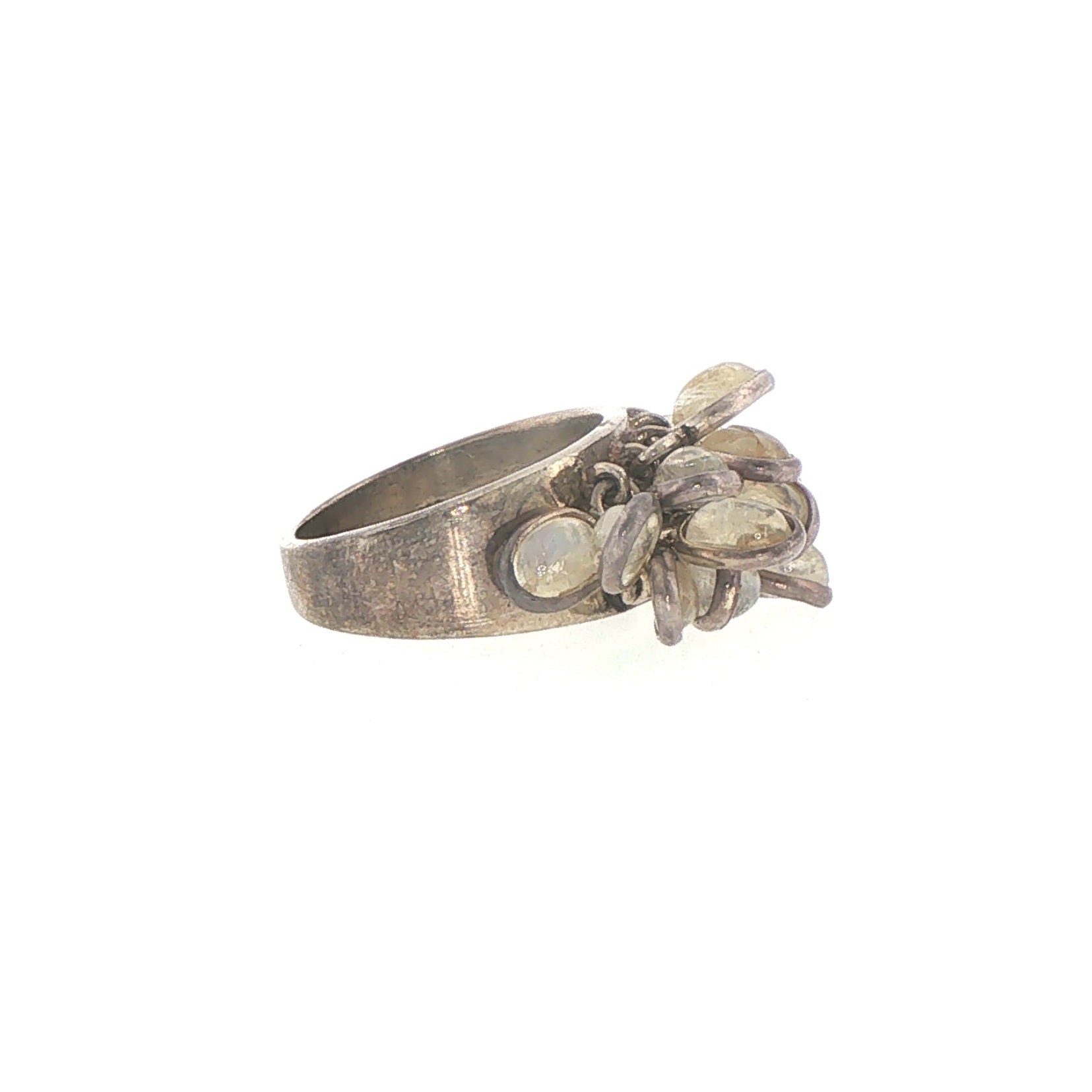 Moonstone Cluster Cocktail Ring in Silver