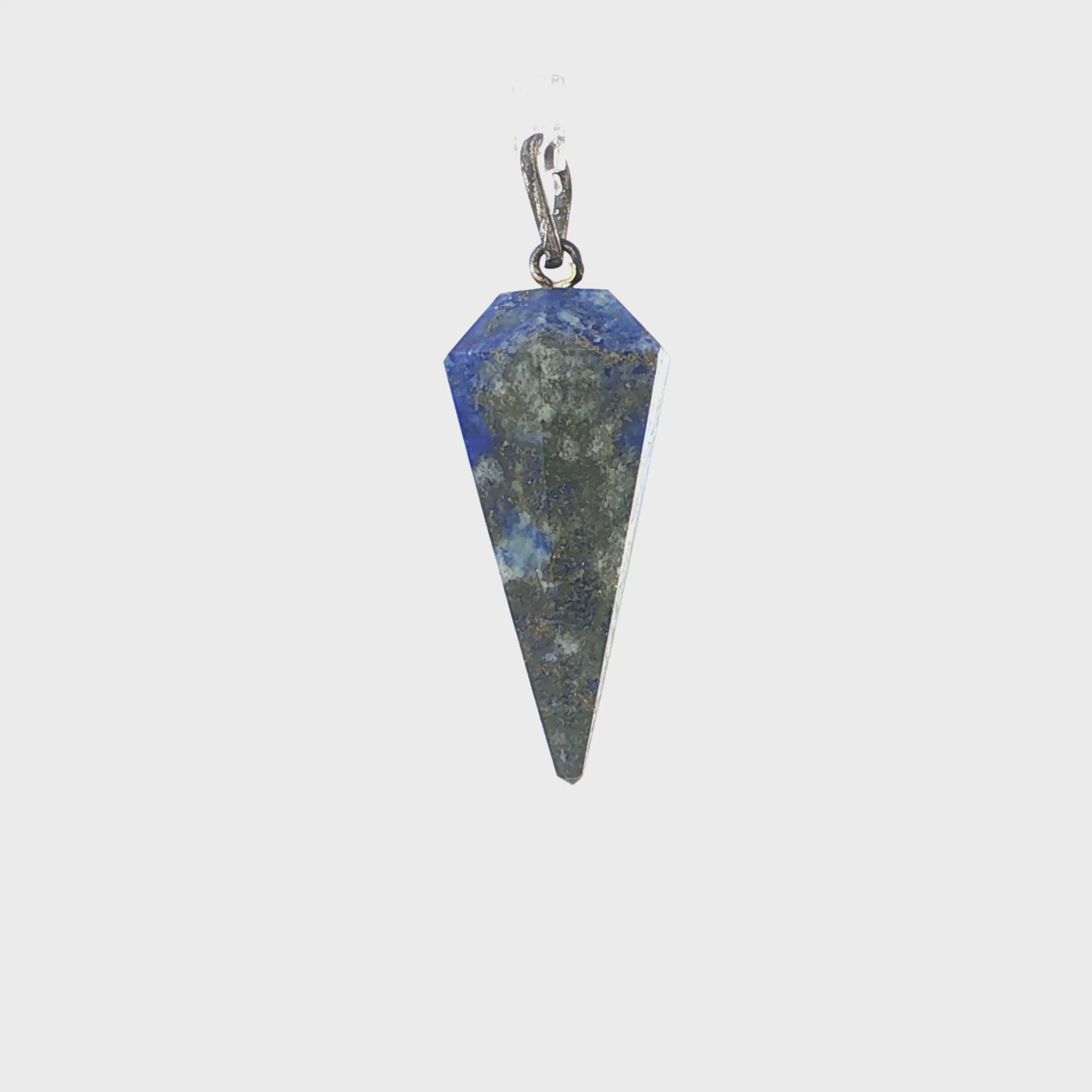 Carved Lapis Lazuli Kite-Shaped Geometric Pendant
