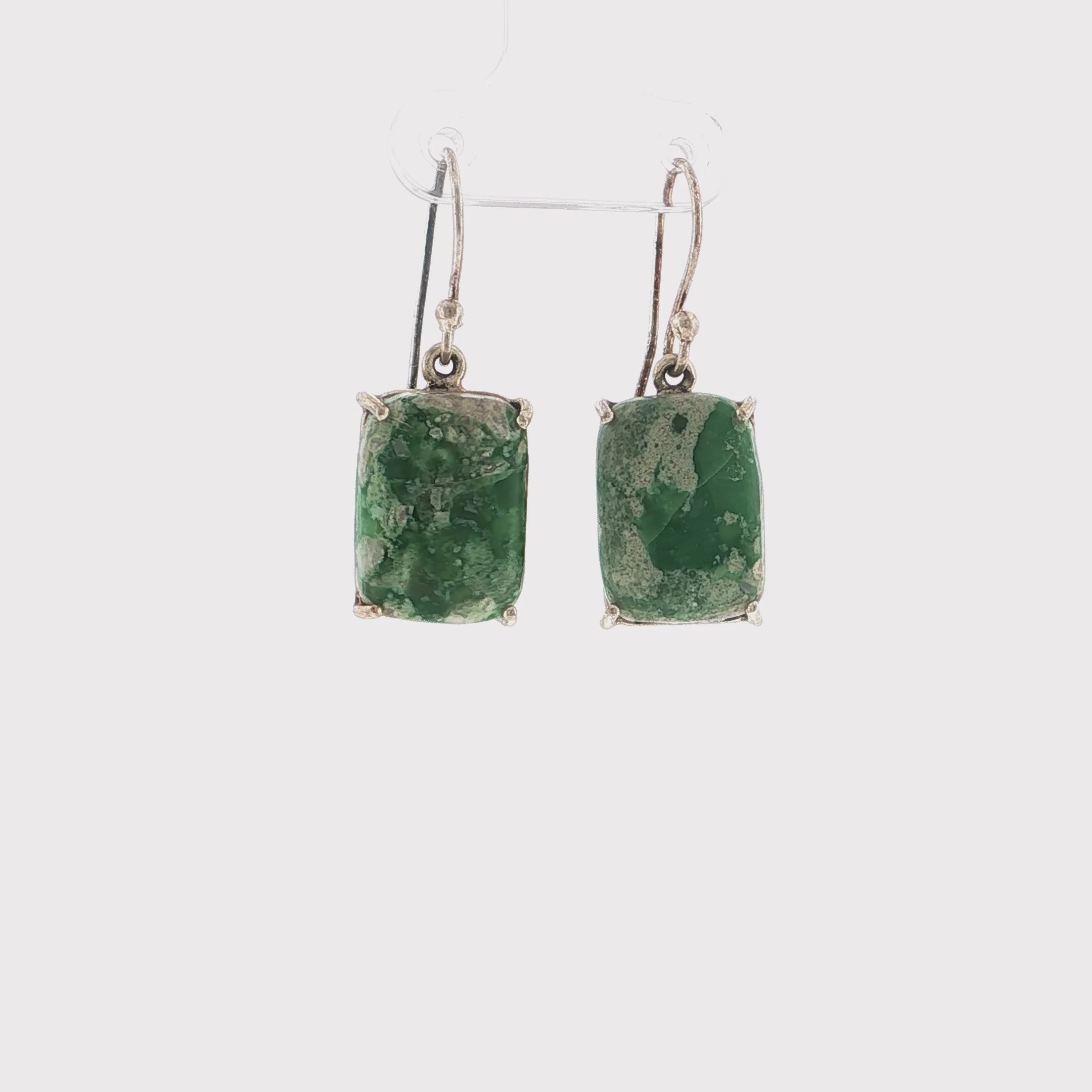 Green Turquoise Silver Drop Earrings