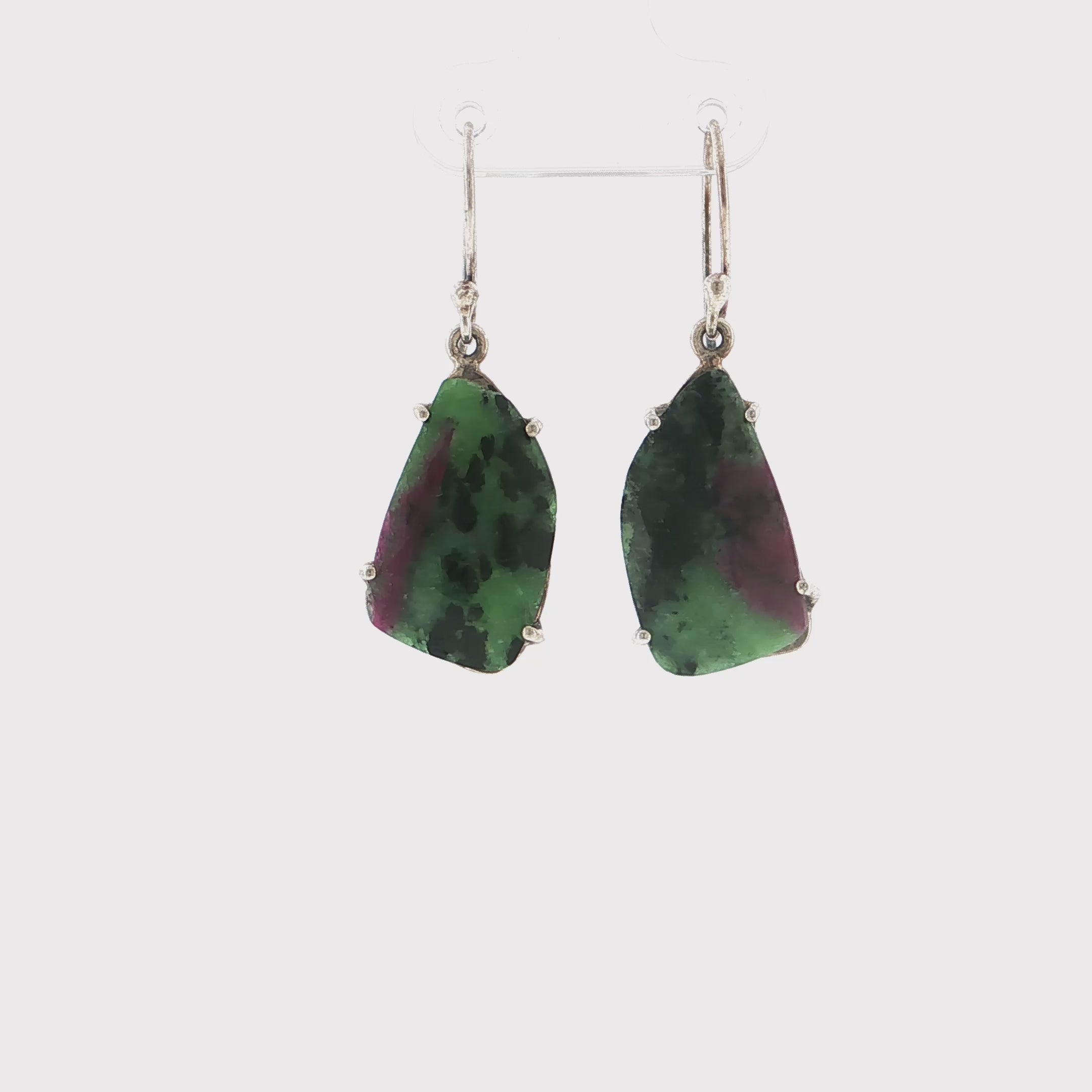 Baroque Ruby Zoisite Silver Dangle Earrings
