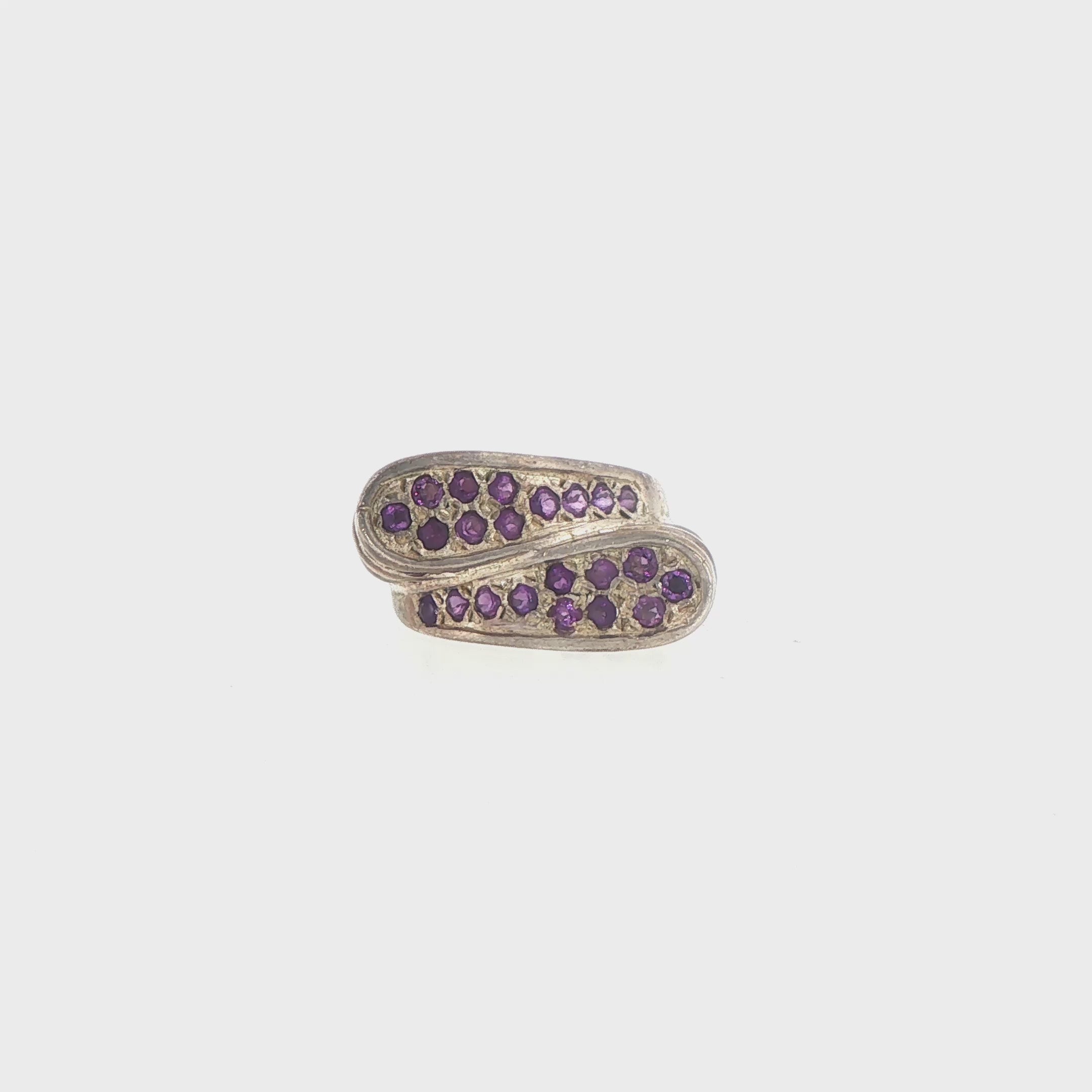 Silver Amethyst Cluster Bypass Cocktail Ring