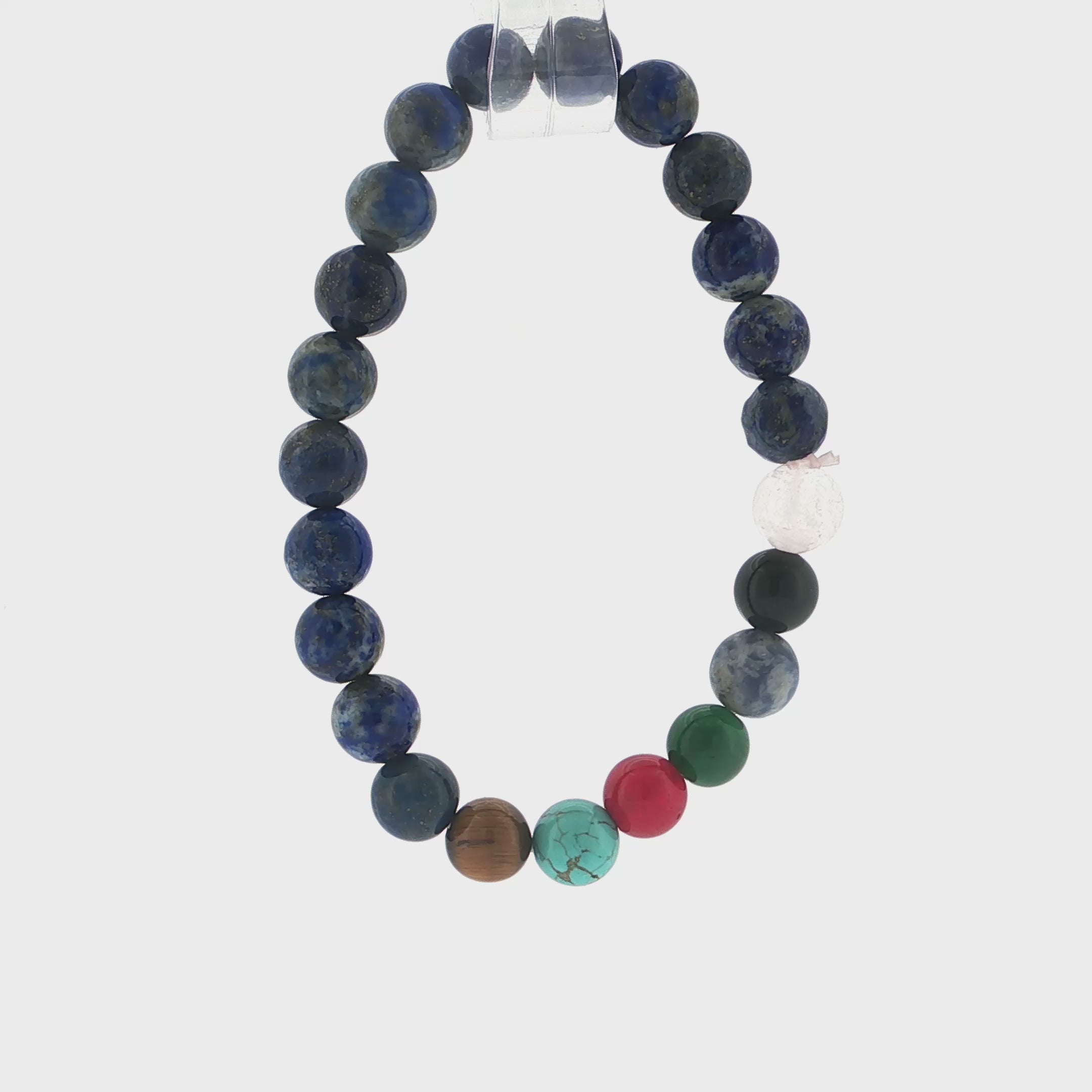 Natural Lapis Lazuli and Multi-Gemstone Beaded Stretch Bracelet