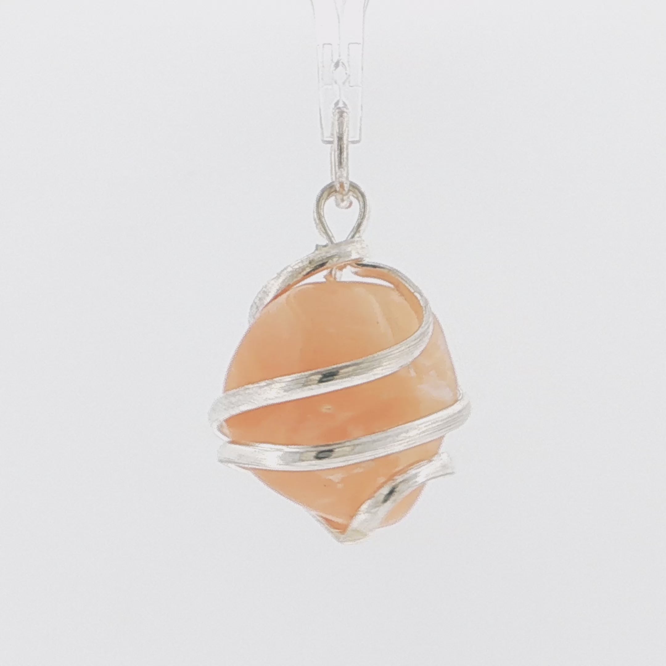 Wire-Wrapped Peach Moonstone Baroque Cabochon Pendant