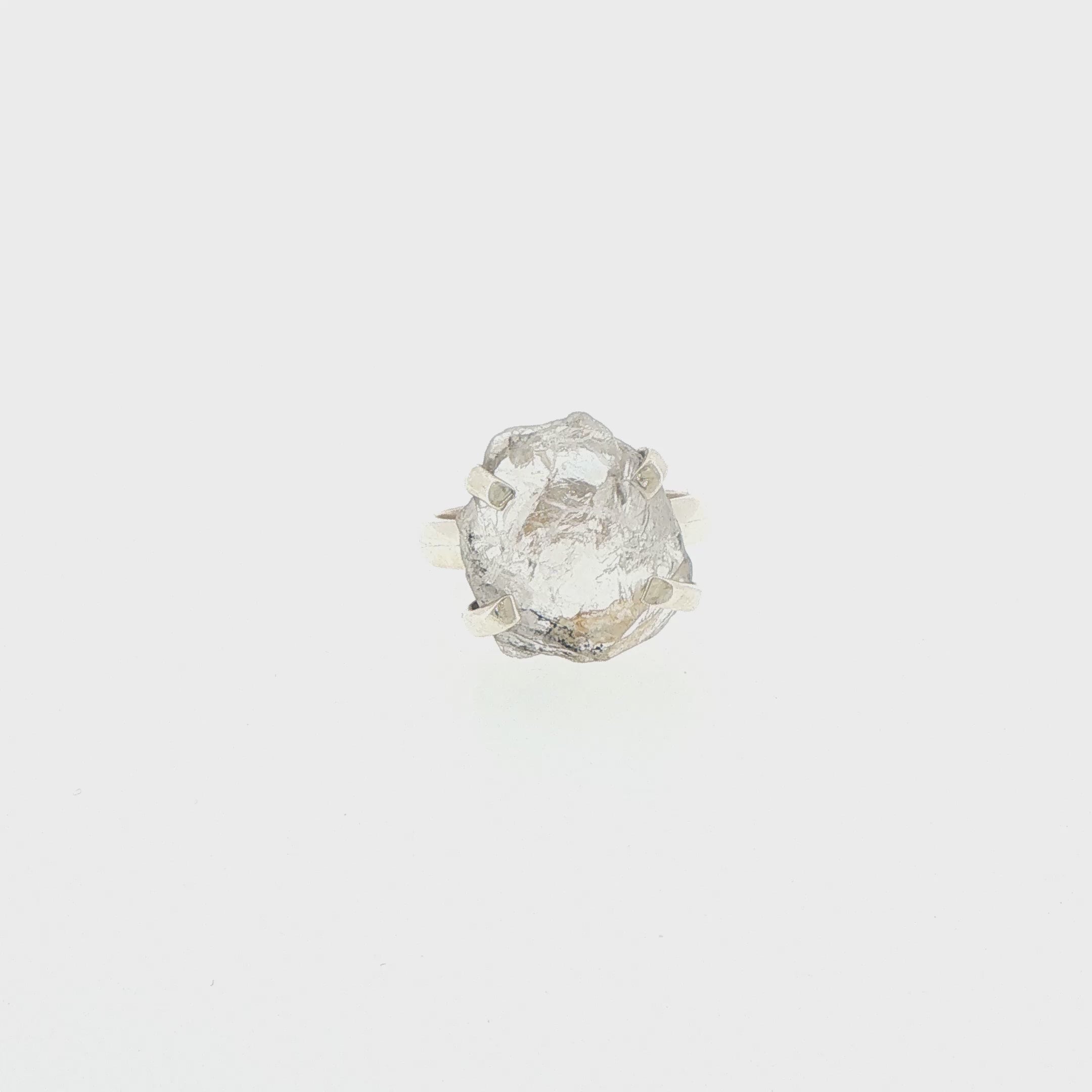 Silver Rough Herkimer Diamond Solitaire Ring