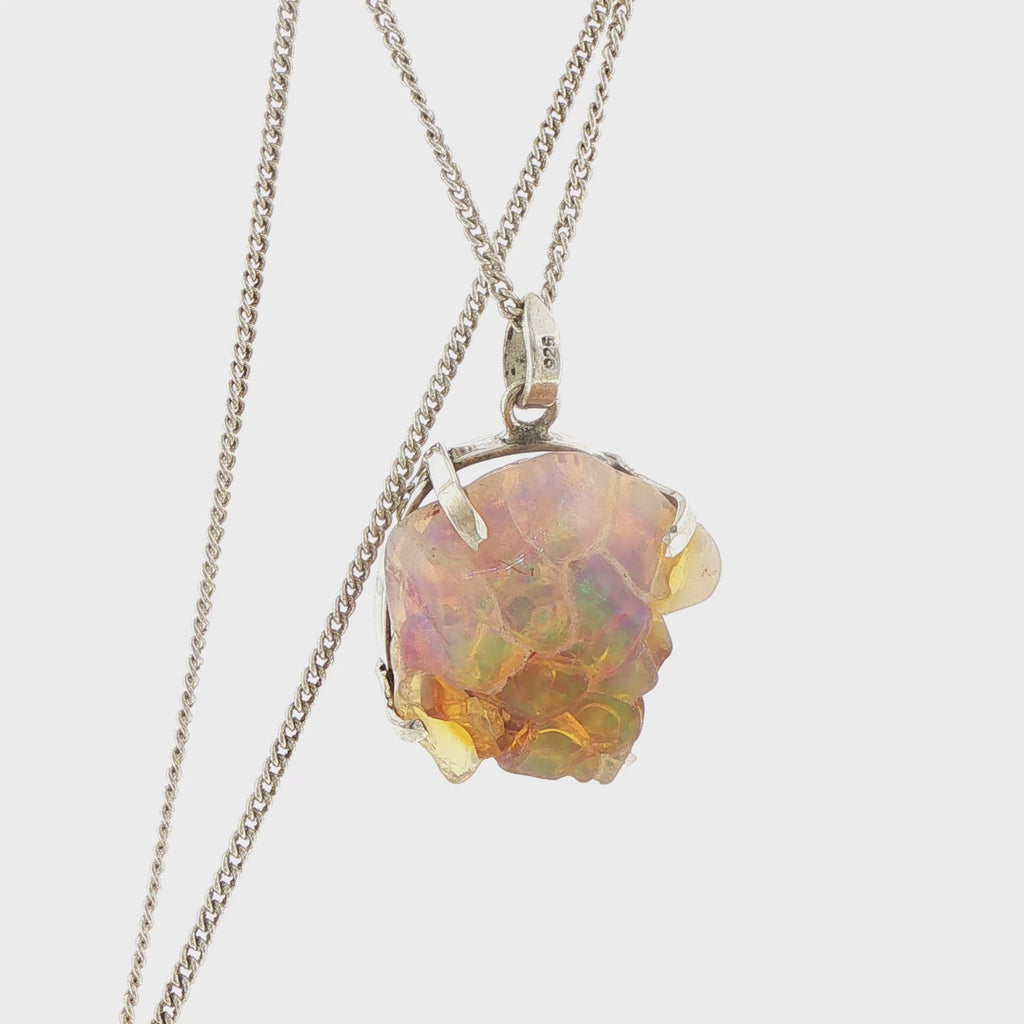Rough Opal Pendant Necklace in Sterling Silver