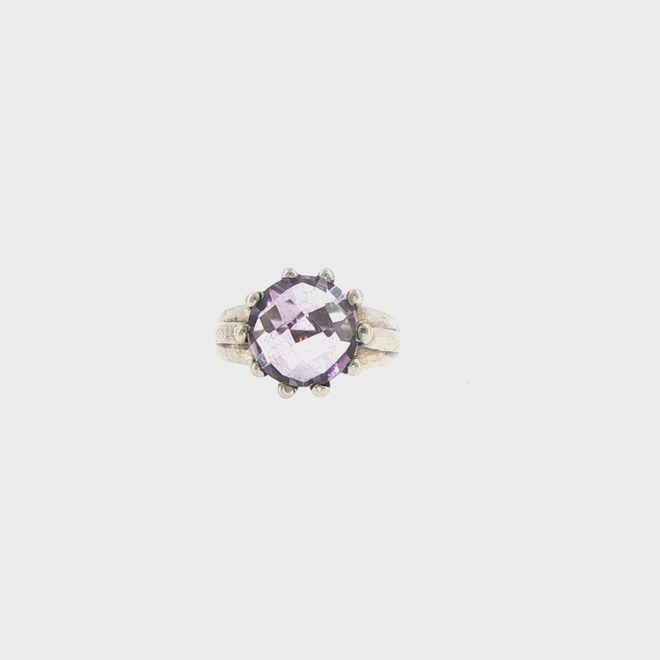 Amethyst Solitaire Ring in Silver