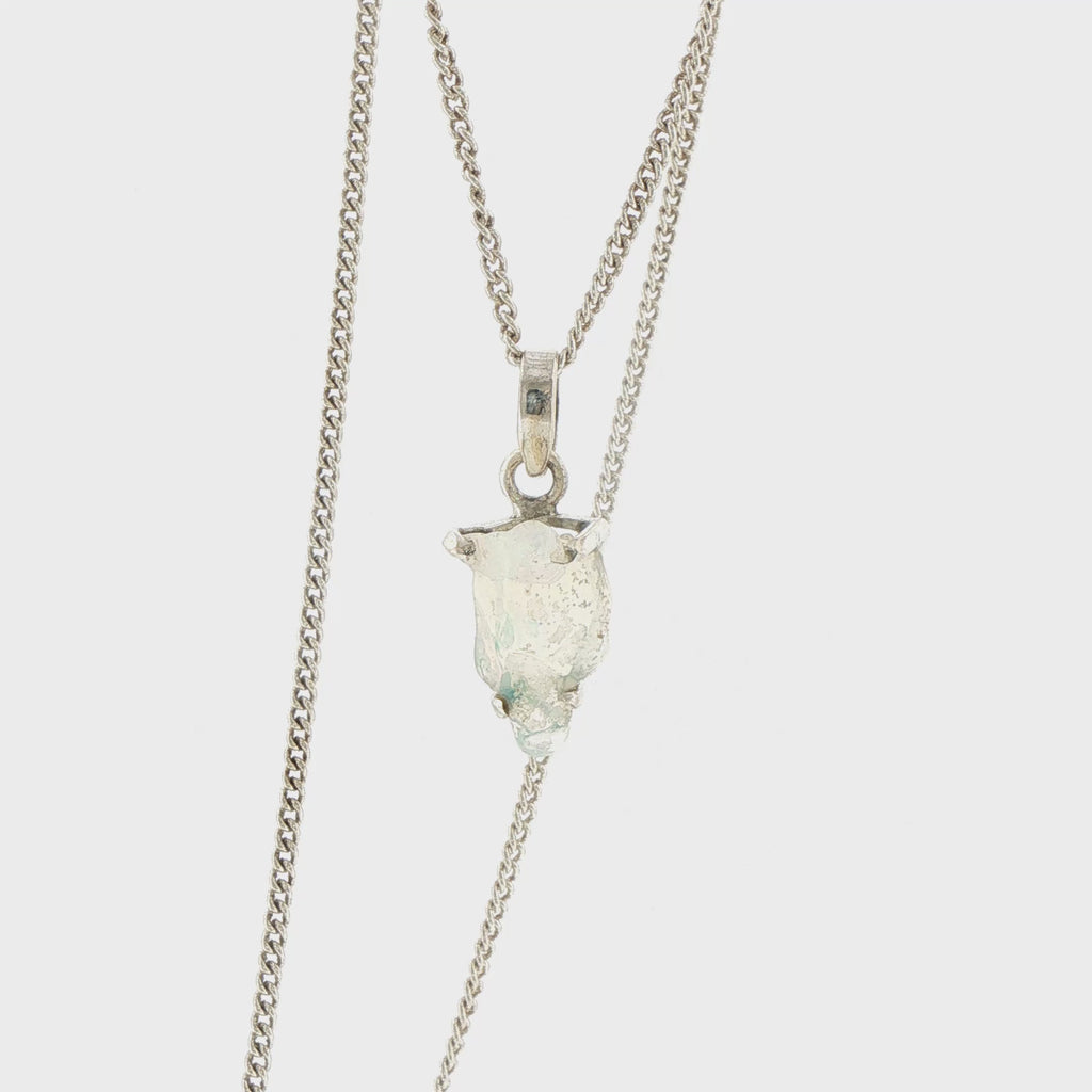 Raw Opal Pendant Necklace in Silver