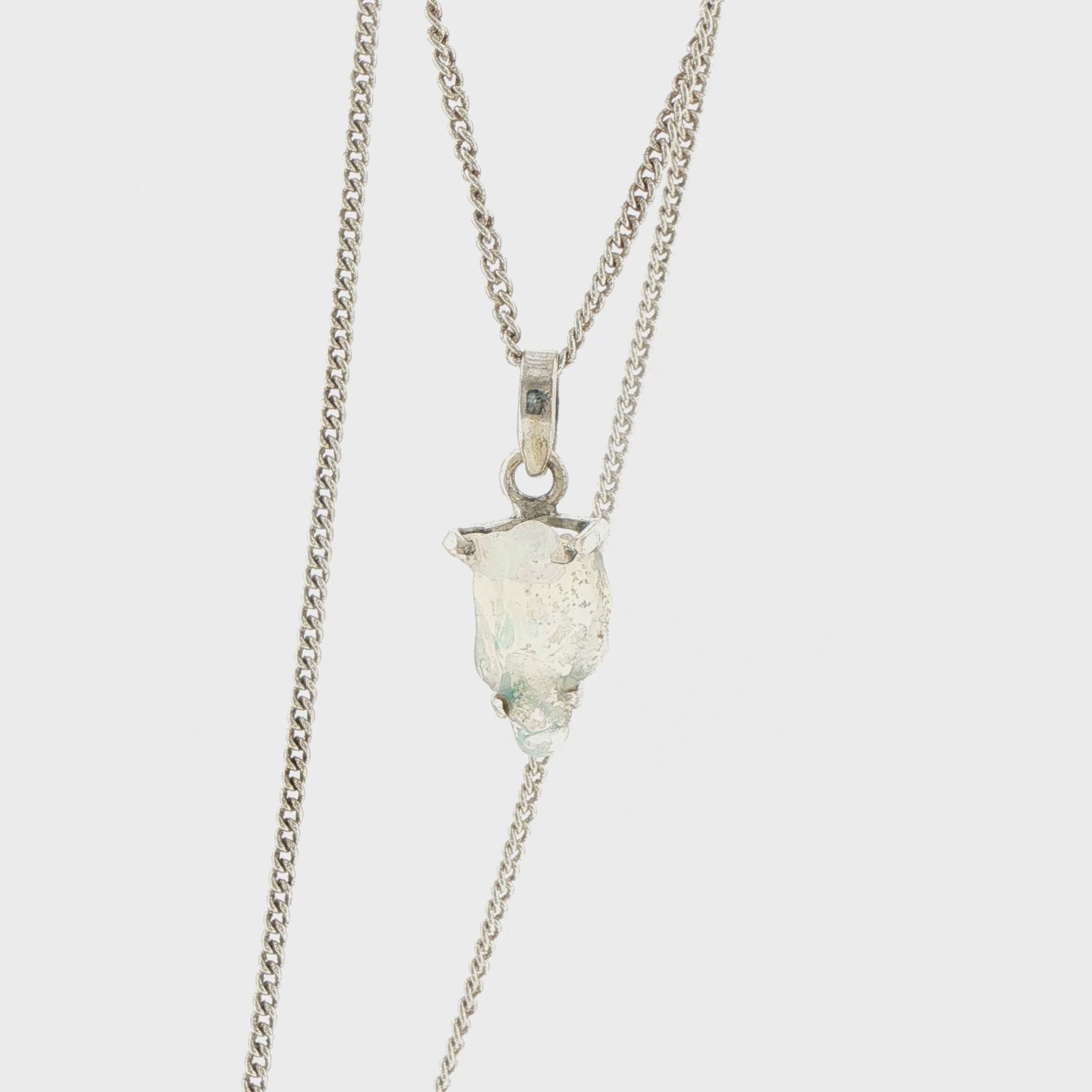 Raw Opal Pendant Necklace in Silver